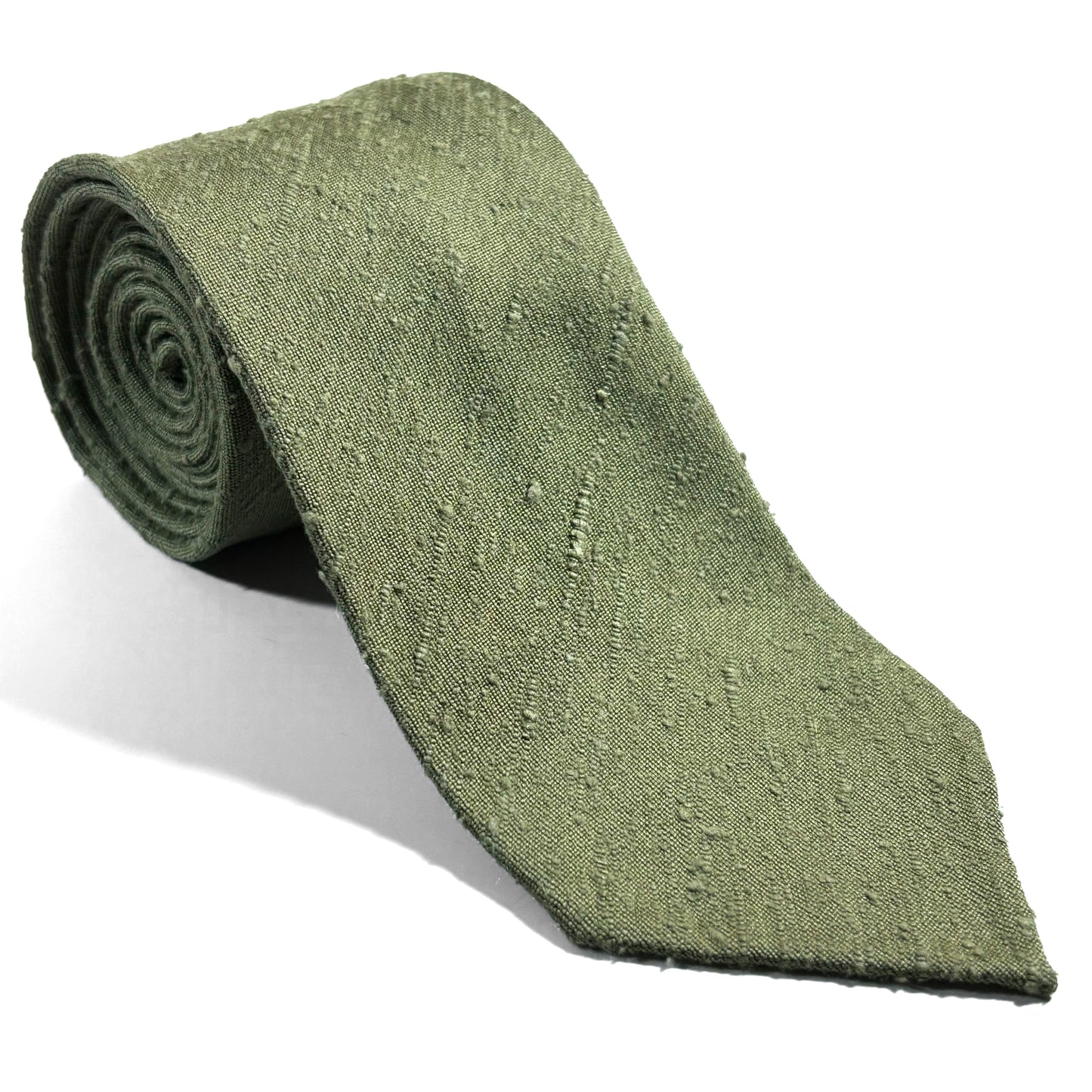 Untipped Sage Green Silk Shantung Tie