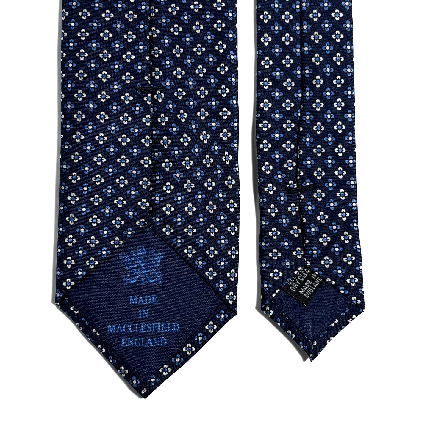 Navy Blue Small Floral Silk Tie