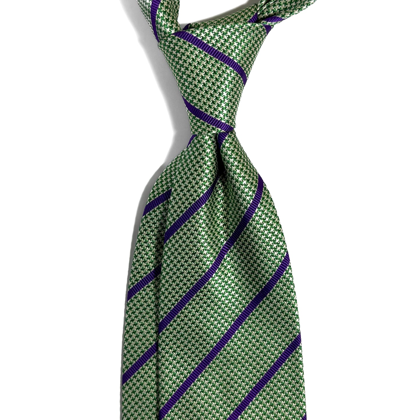 Green & Purple Striped Silk Jacquard Tie