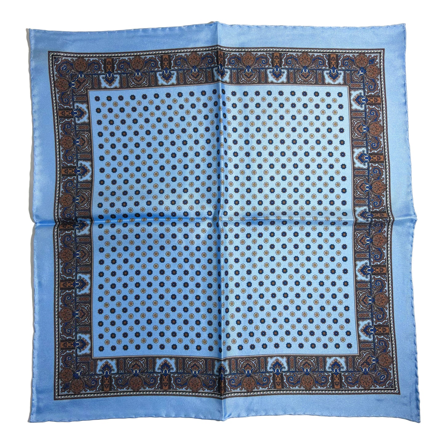 Light Blue Floral Silk Pocket Square
