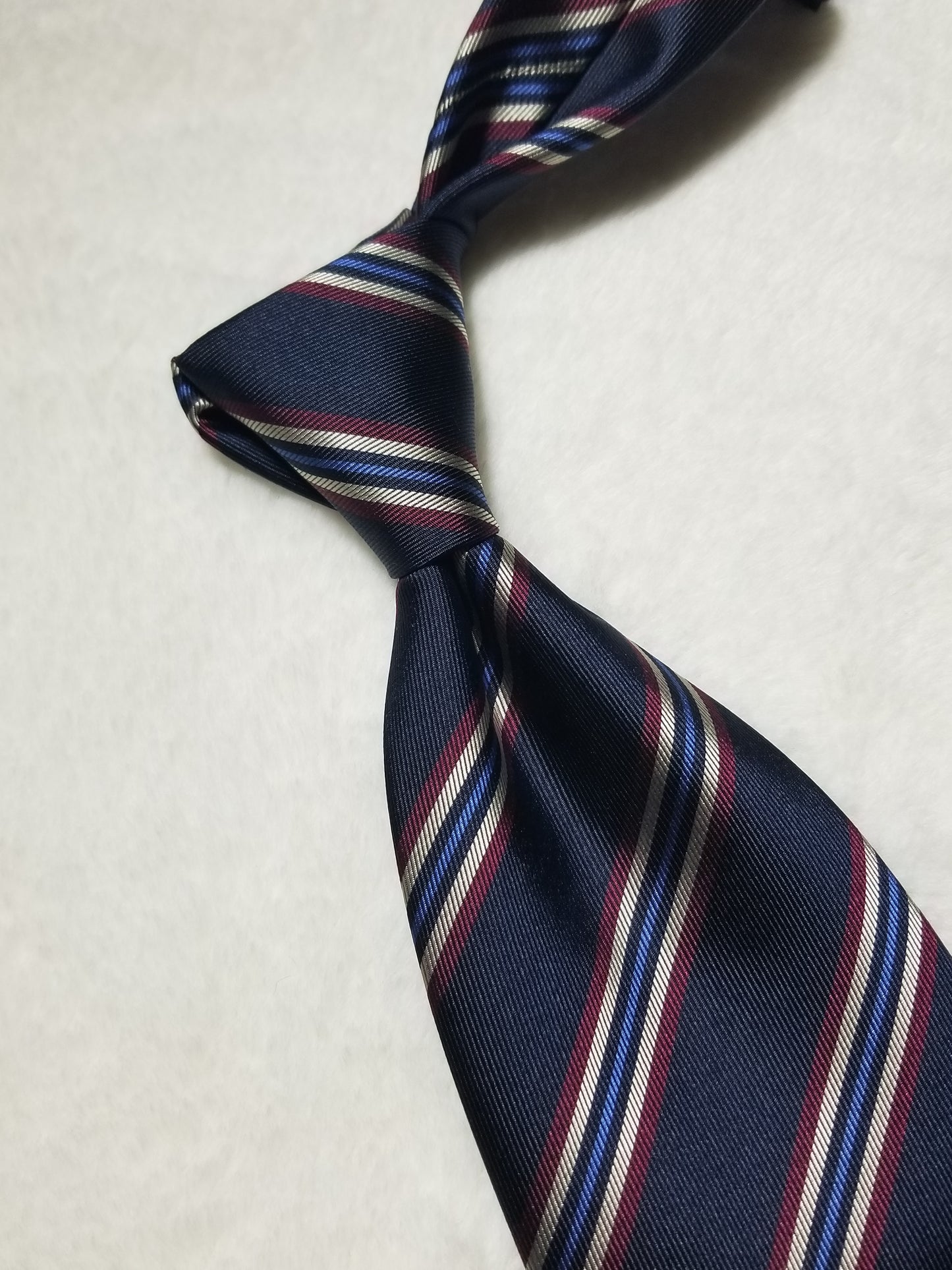 Navy Blue Striped Silk Repp Tie