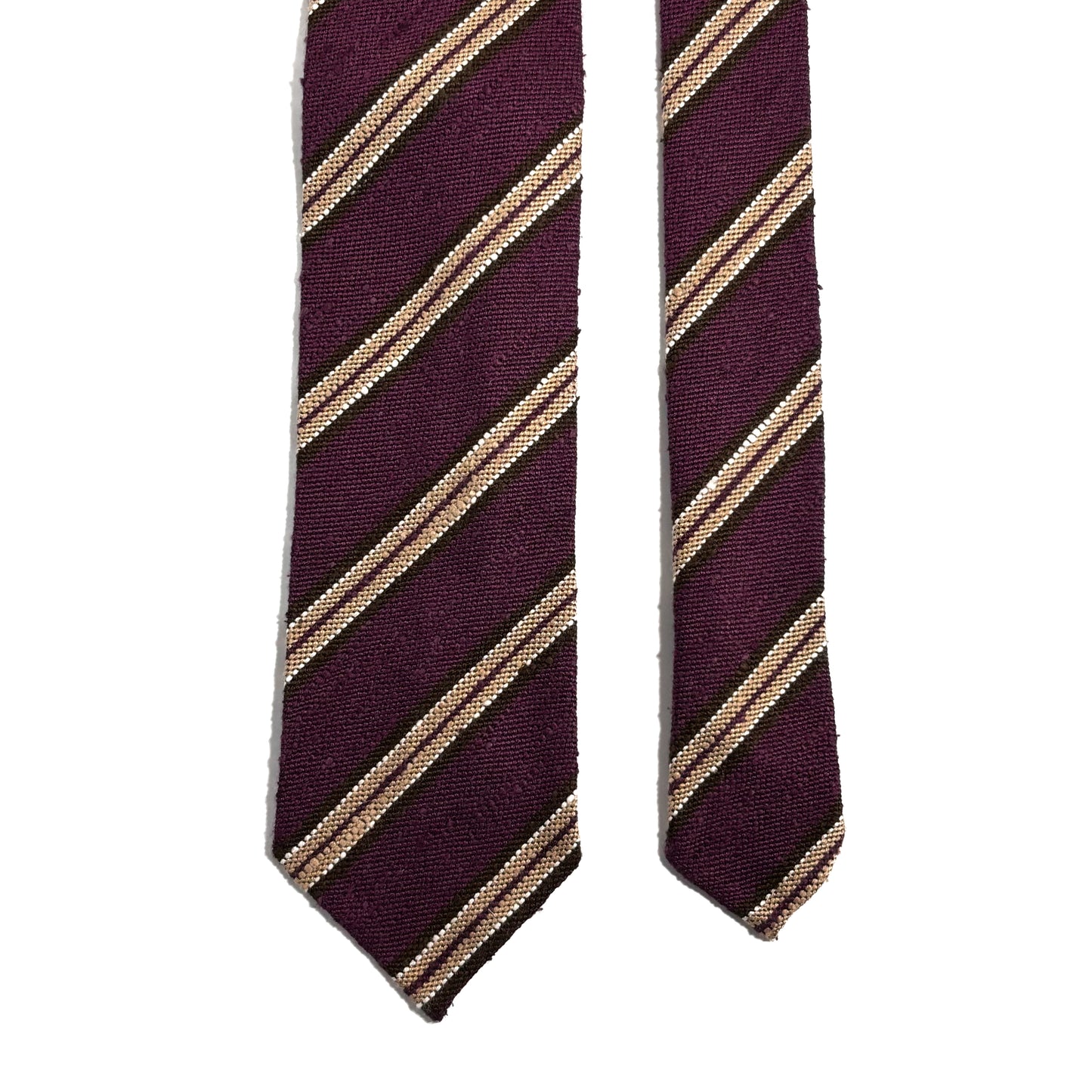 Wine Red Stripe Untipped Silk Shantung Tie