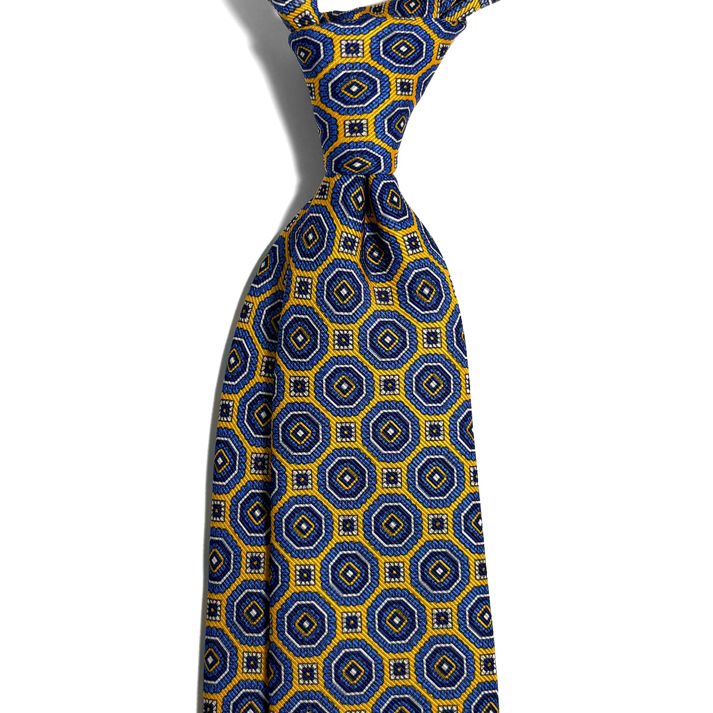 Yellow & Blue Floral Medallion Silk Tie (Handmade in Italy)