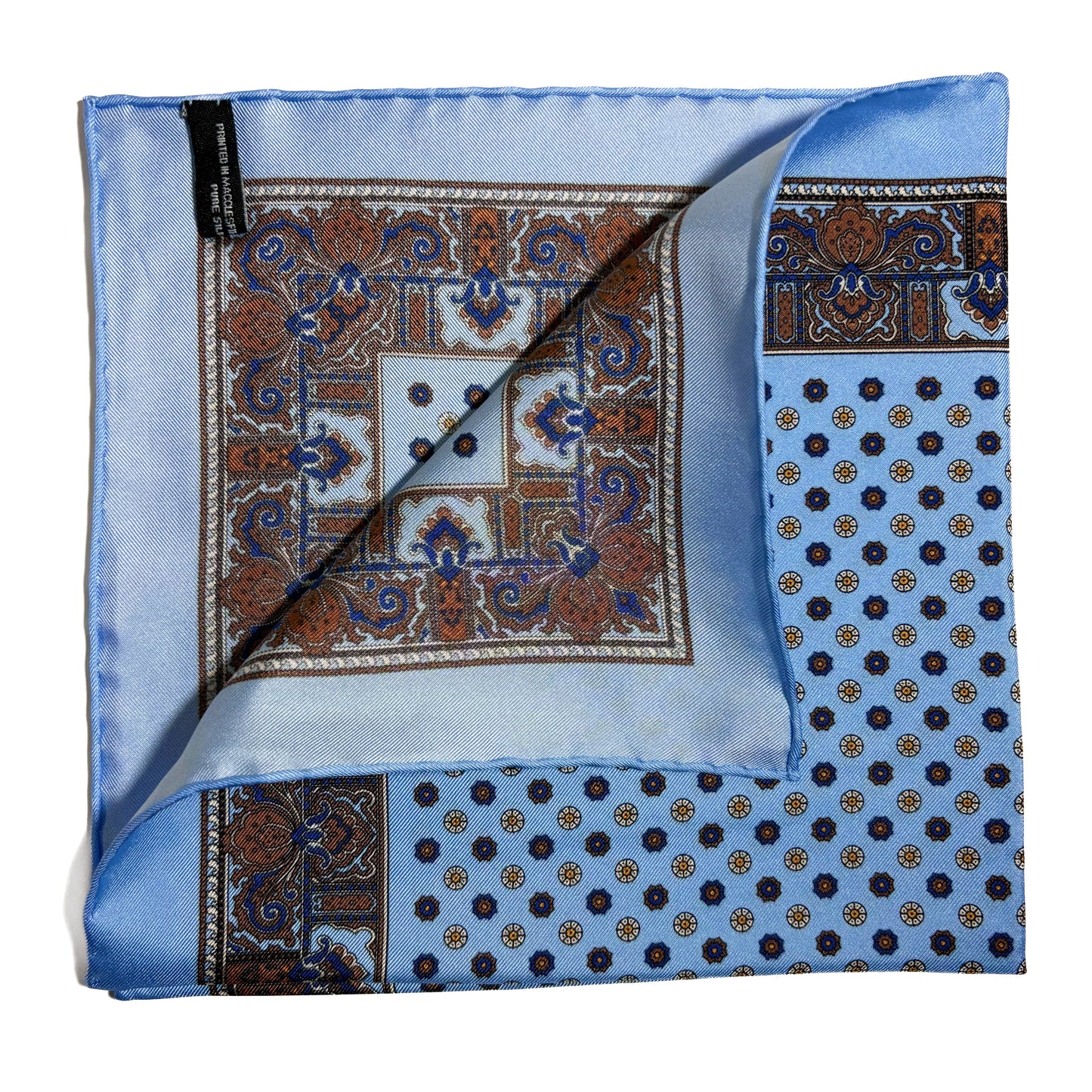 Light Blue Floral Silk Pocket Square