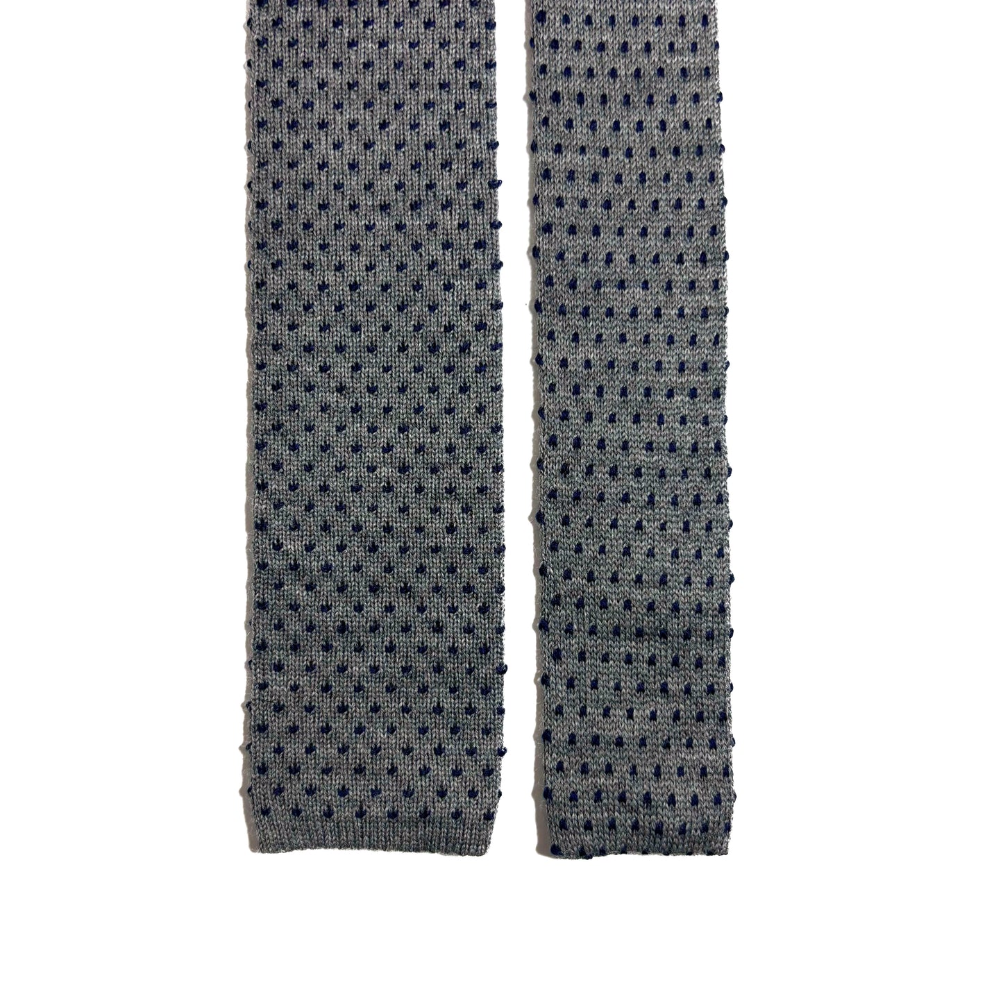 Gray Polka-Dot Wool Knitted Tie