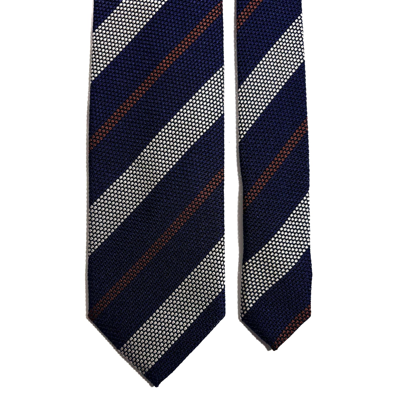 Navy Blue / Silver Striped Silk Grenadine Tie