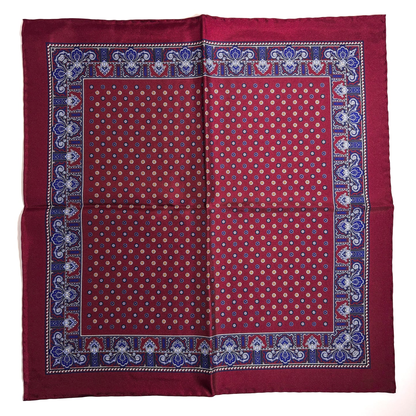 Burgundy Floral Silk Pocket Square