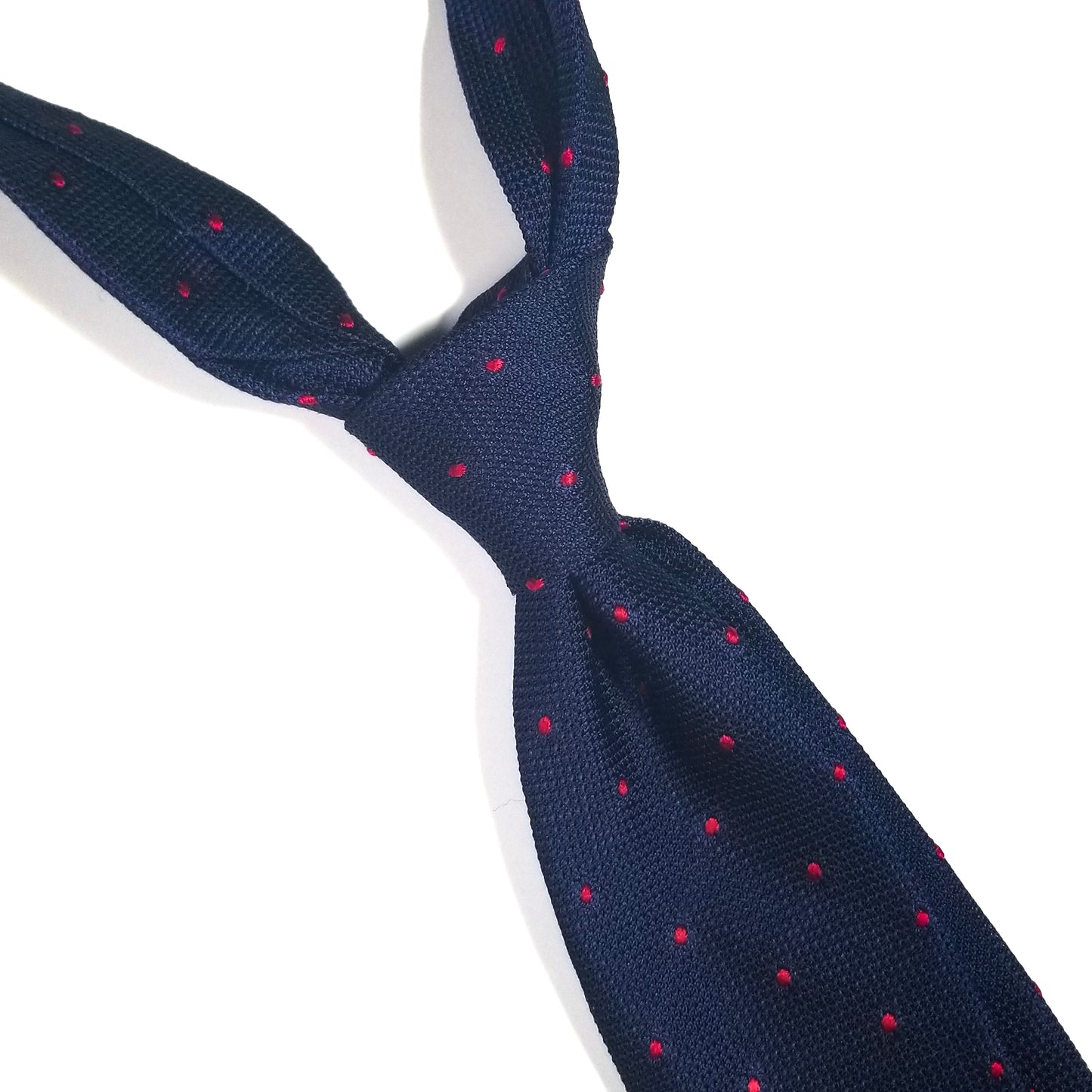 Navy Blue Polka Dot Silk Grenadine Tie (Garza Fina)
