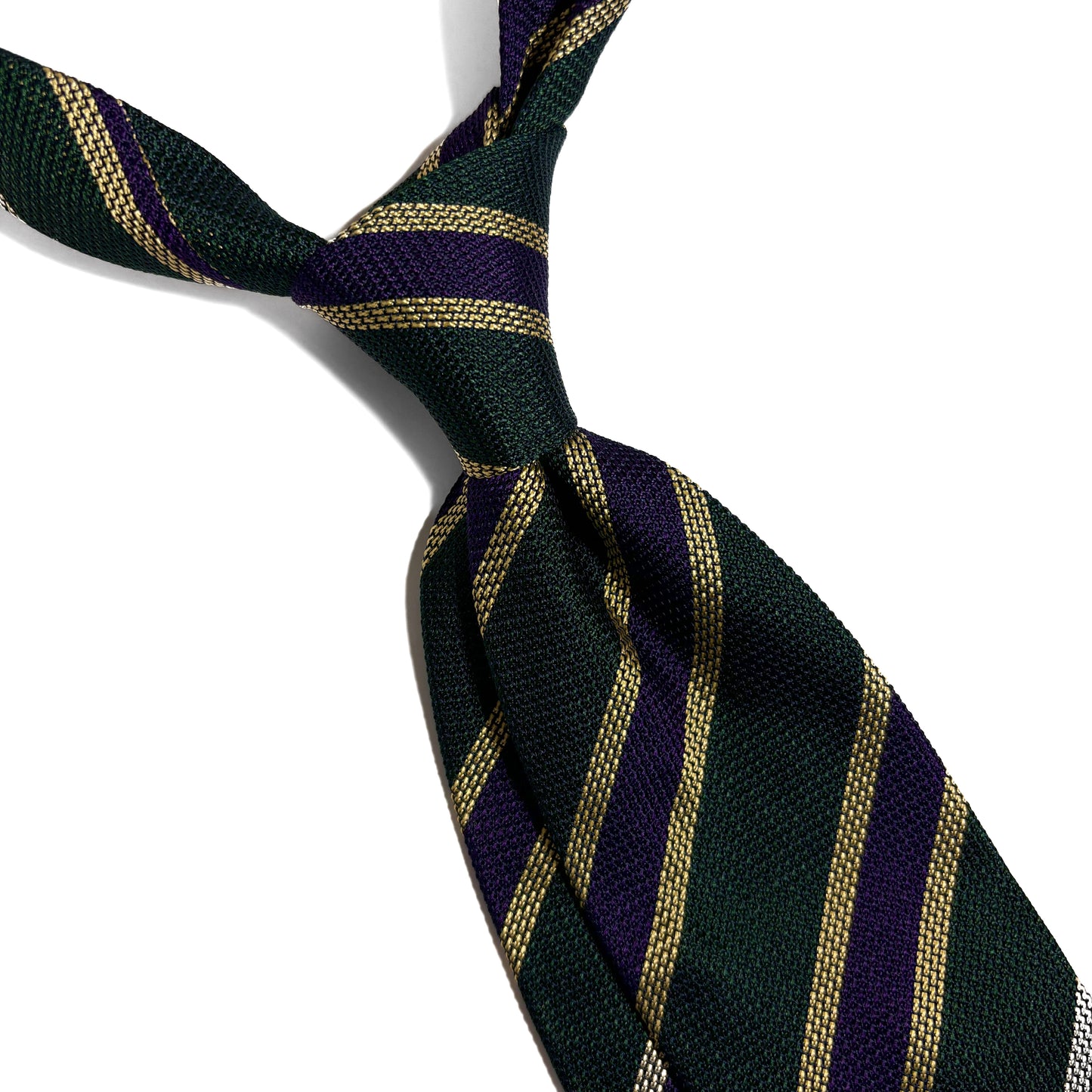 Green & Purple Striped Silk Grenadine Tie (Garza Fina)
