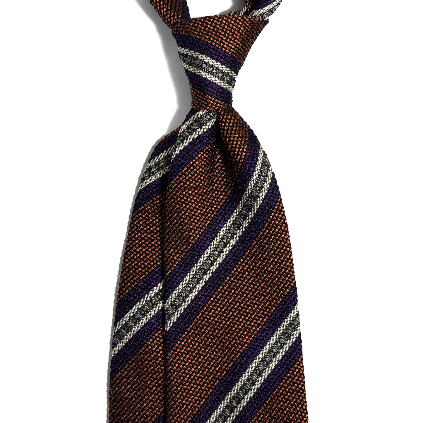 Orange Striped Italian Silk Grenadine Tie