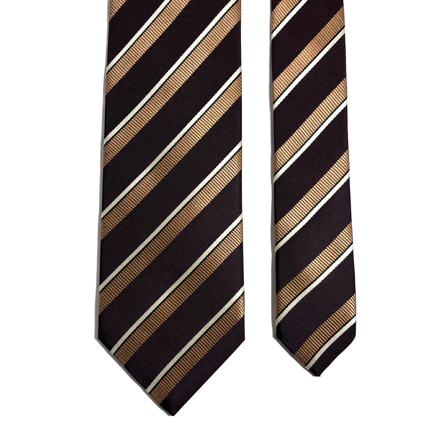 Burgundy & Beige Striped Silk Jacquard Tie