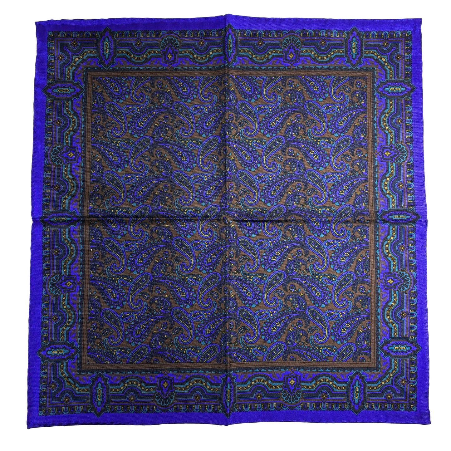 Brown & Purple Paisley Ancient Madder Silk Pocket Square