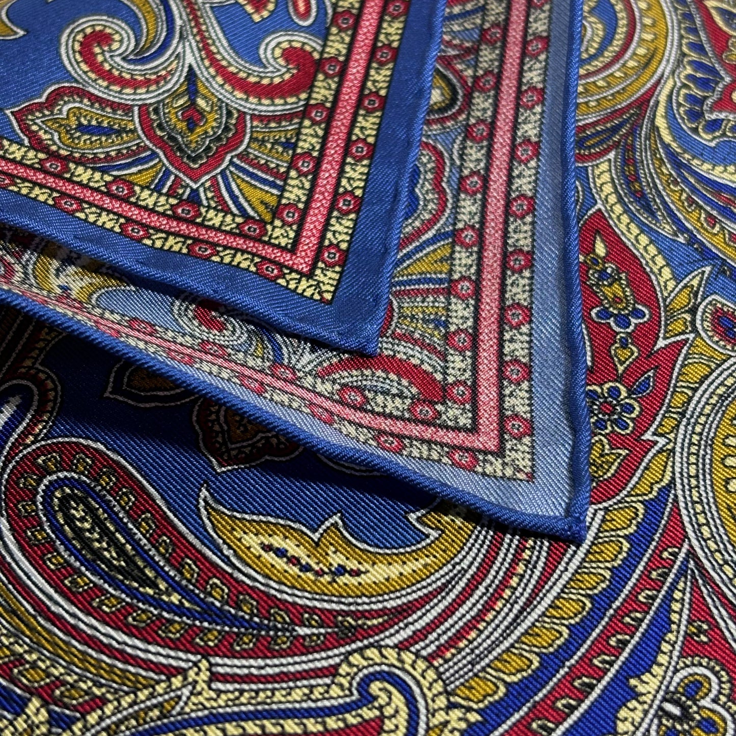 Blue Paisley Silk Pocket Square