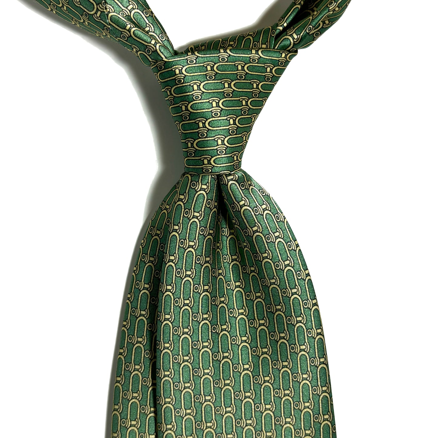 Green Bridle Motif Silk Satin Tie