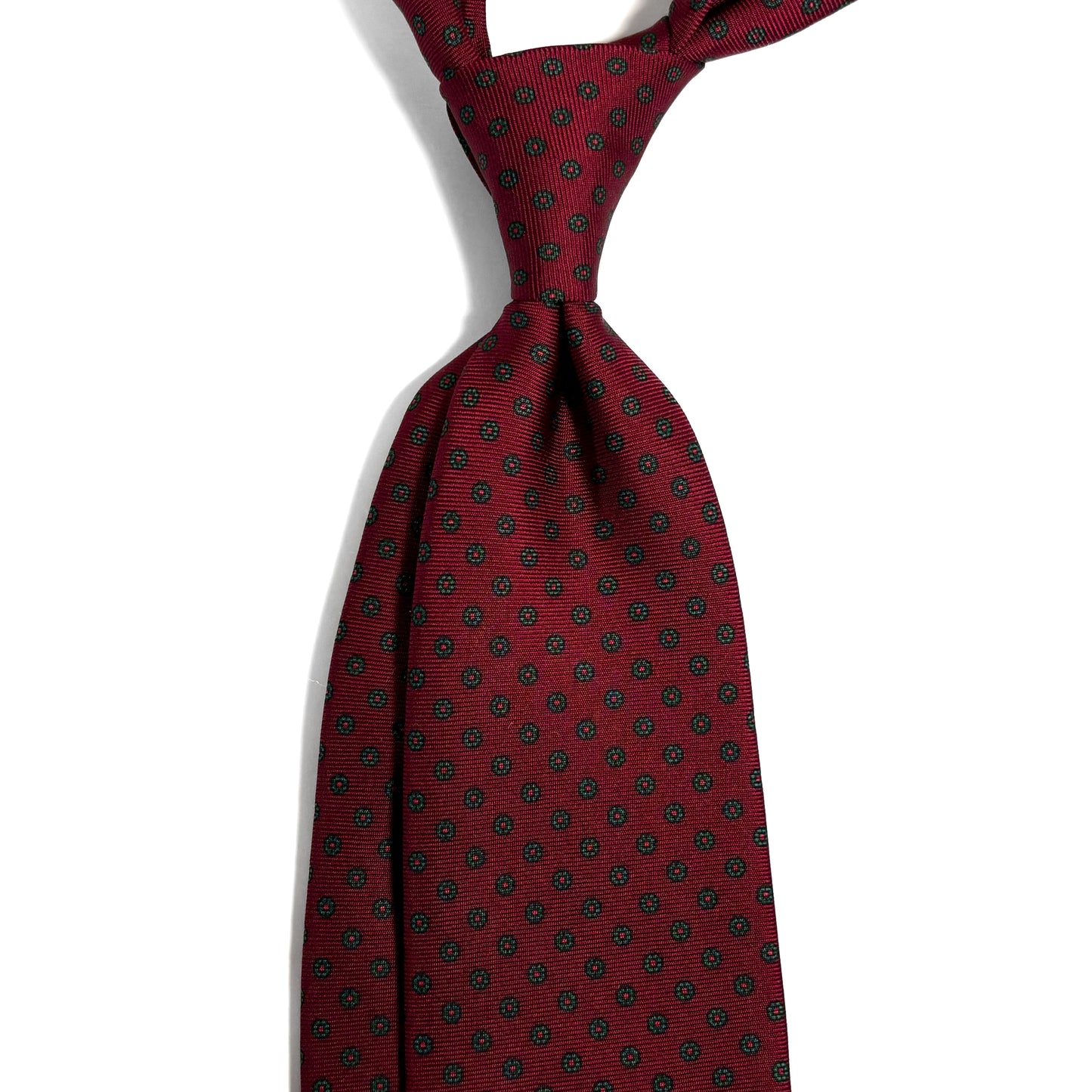 Hand-Printed Burgundy Floral Silk Tie