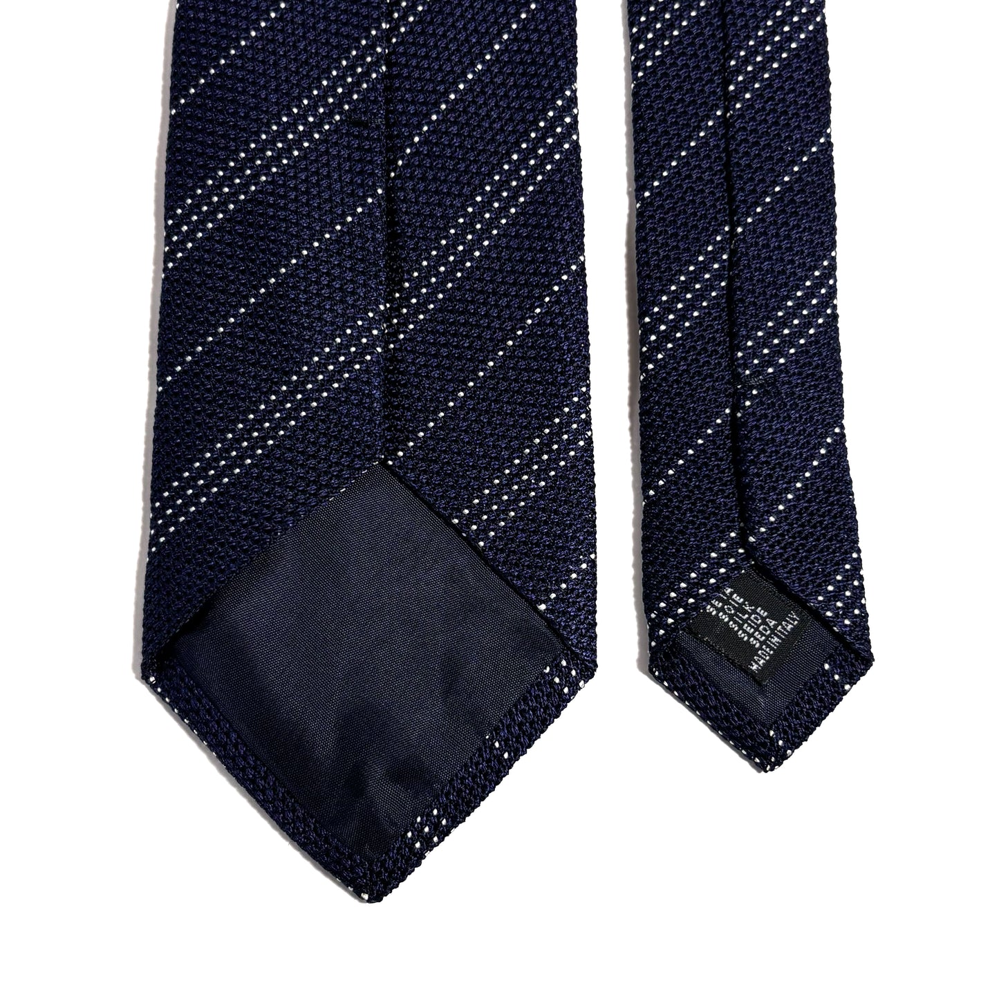 Navy Blue Striped Silk Grenadine Tie (Garza Fina)