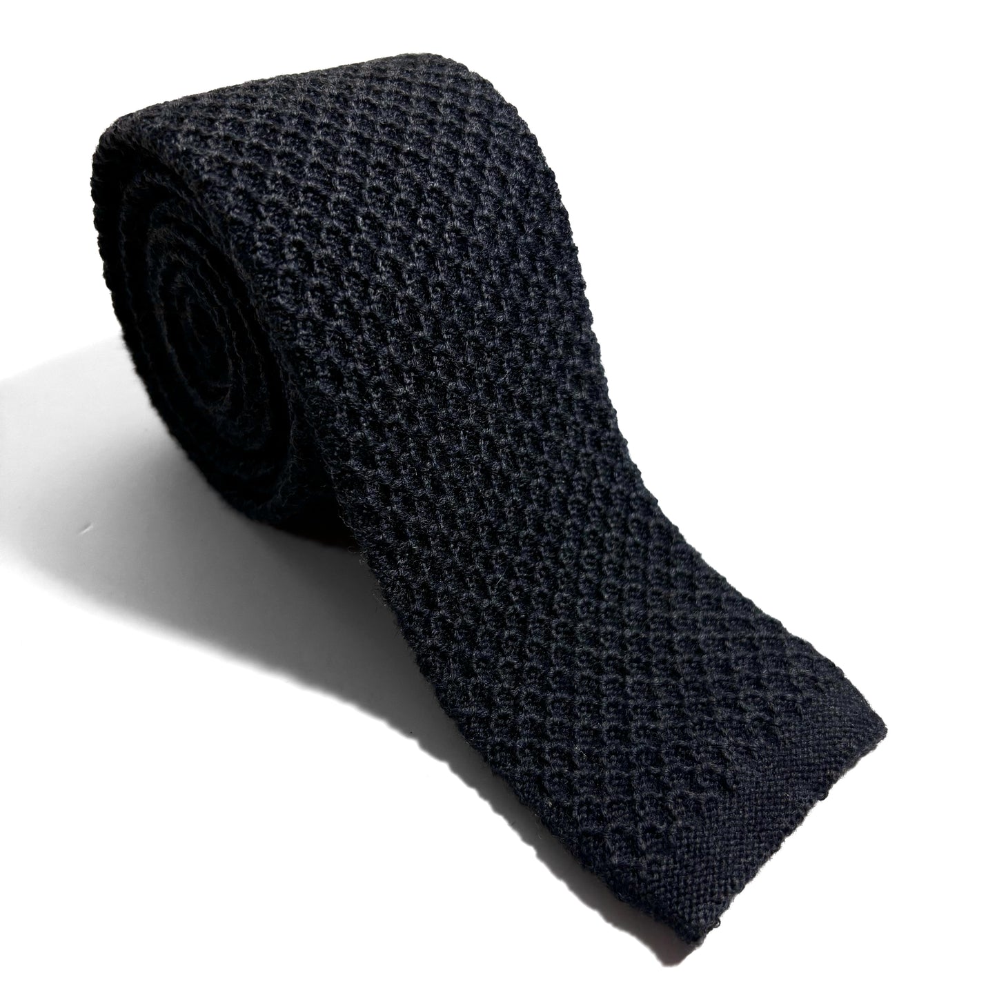 Large Knot Charcoal Gray Wool Knitted Tie