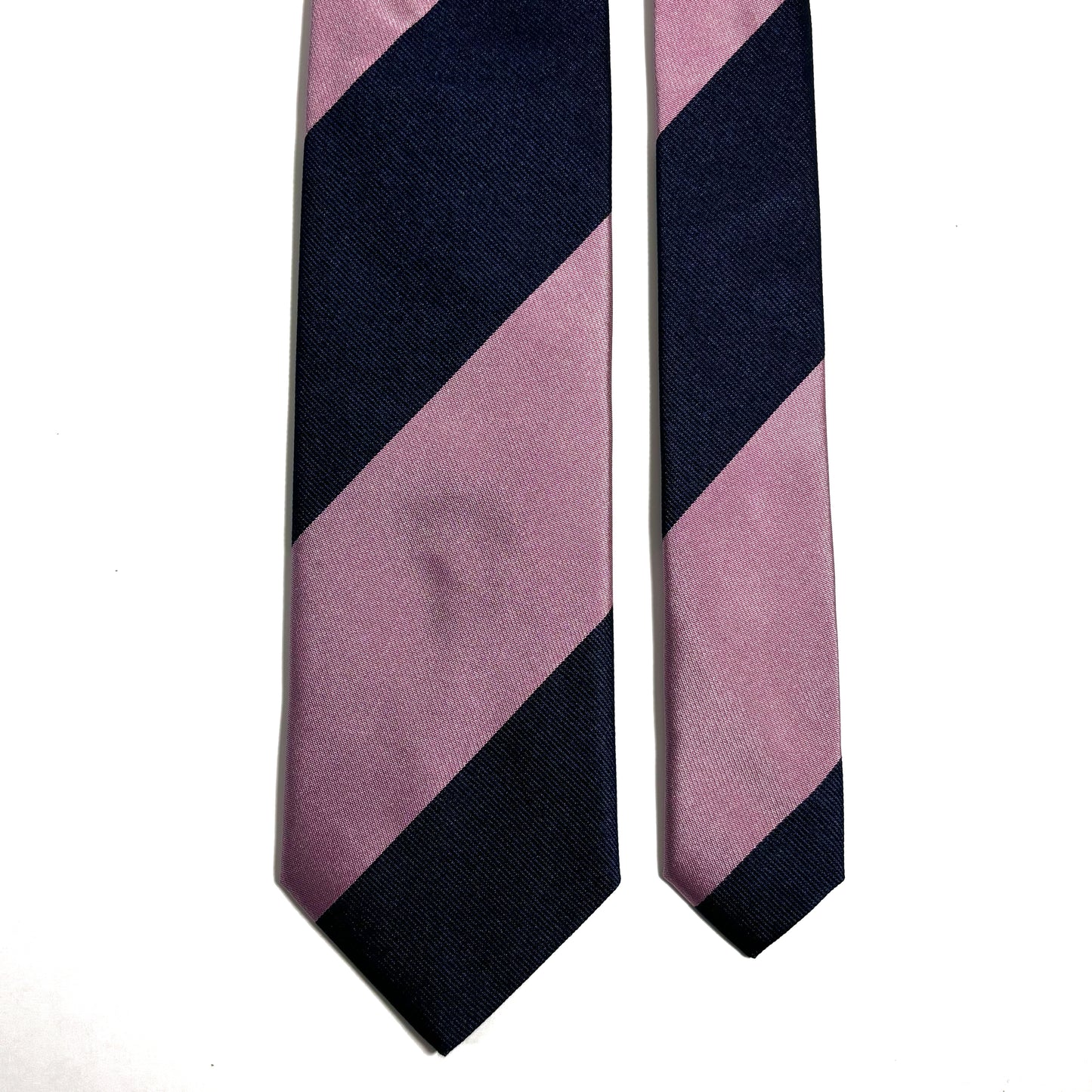 Navy Blue & Pink Block Striped Silk Repp Tie