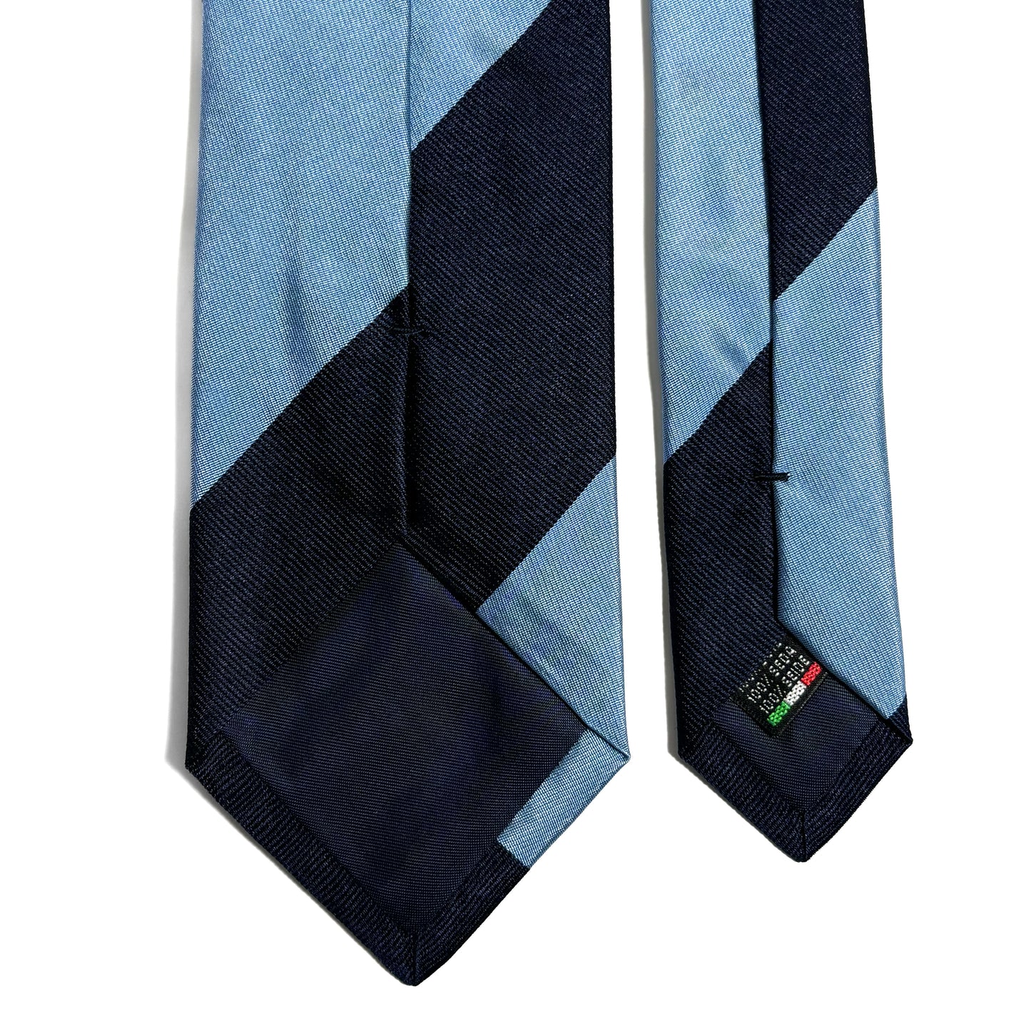 Navy & Light Blue Block Striped Silk Repp Tie