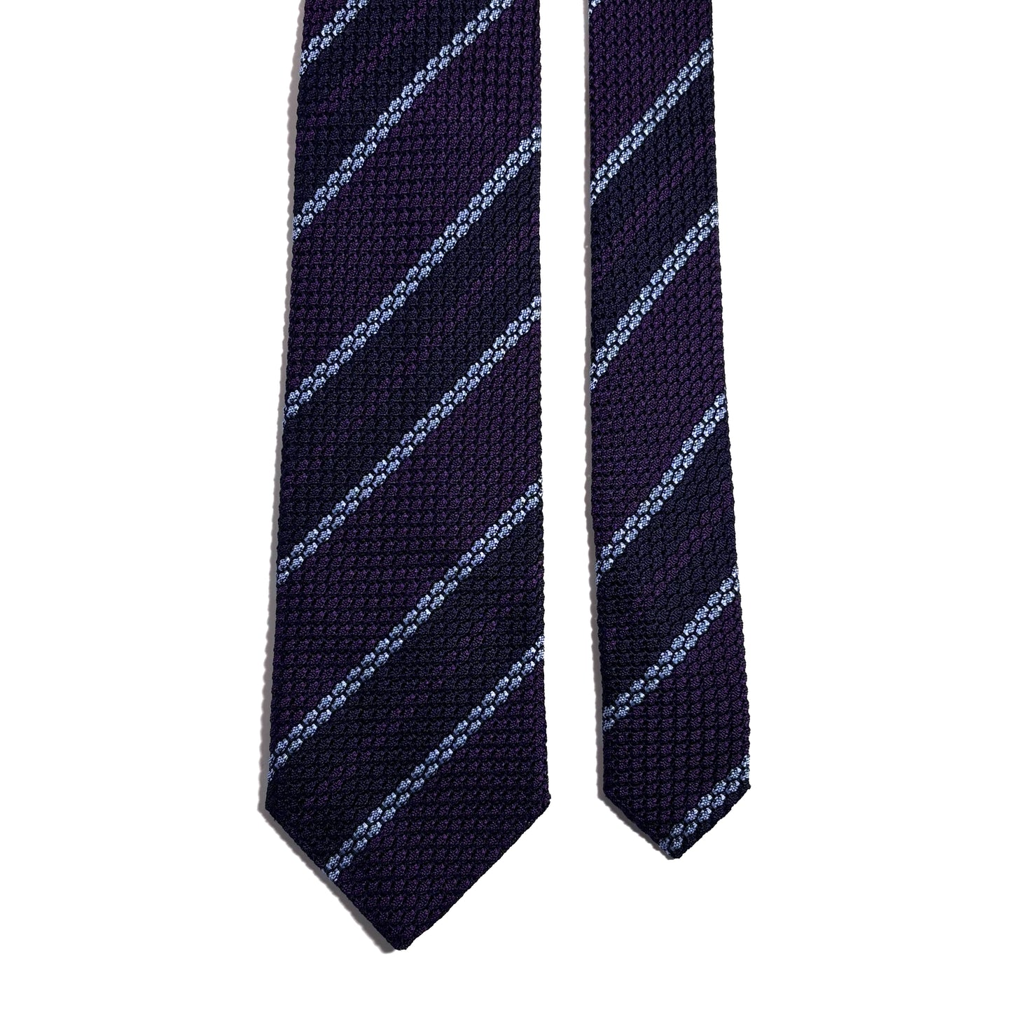 Purple & Navy Blue Striped Silk Grenadine Tie (Garza Grossa)