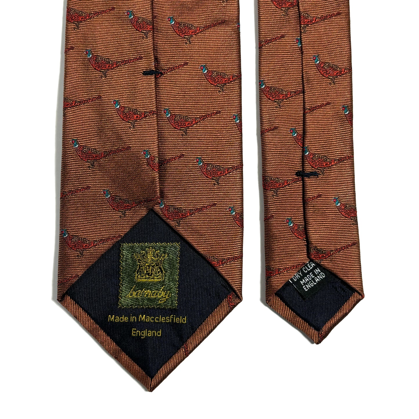 Brown Pheasant Motif Silk Jacquard Tie