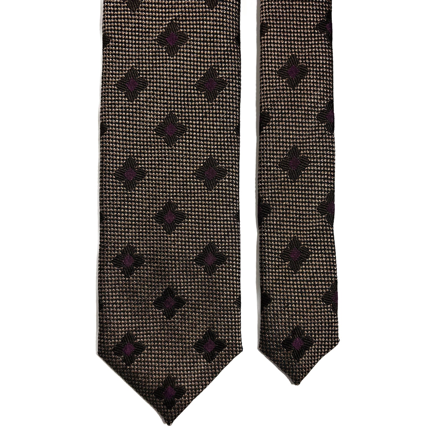 Brown Geometric Jacquard Silk Tie