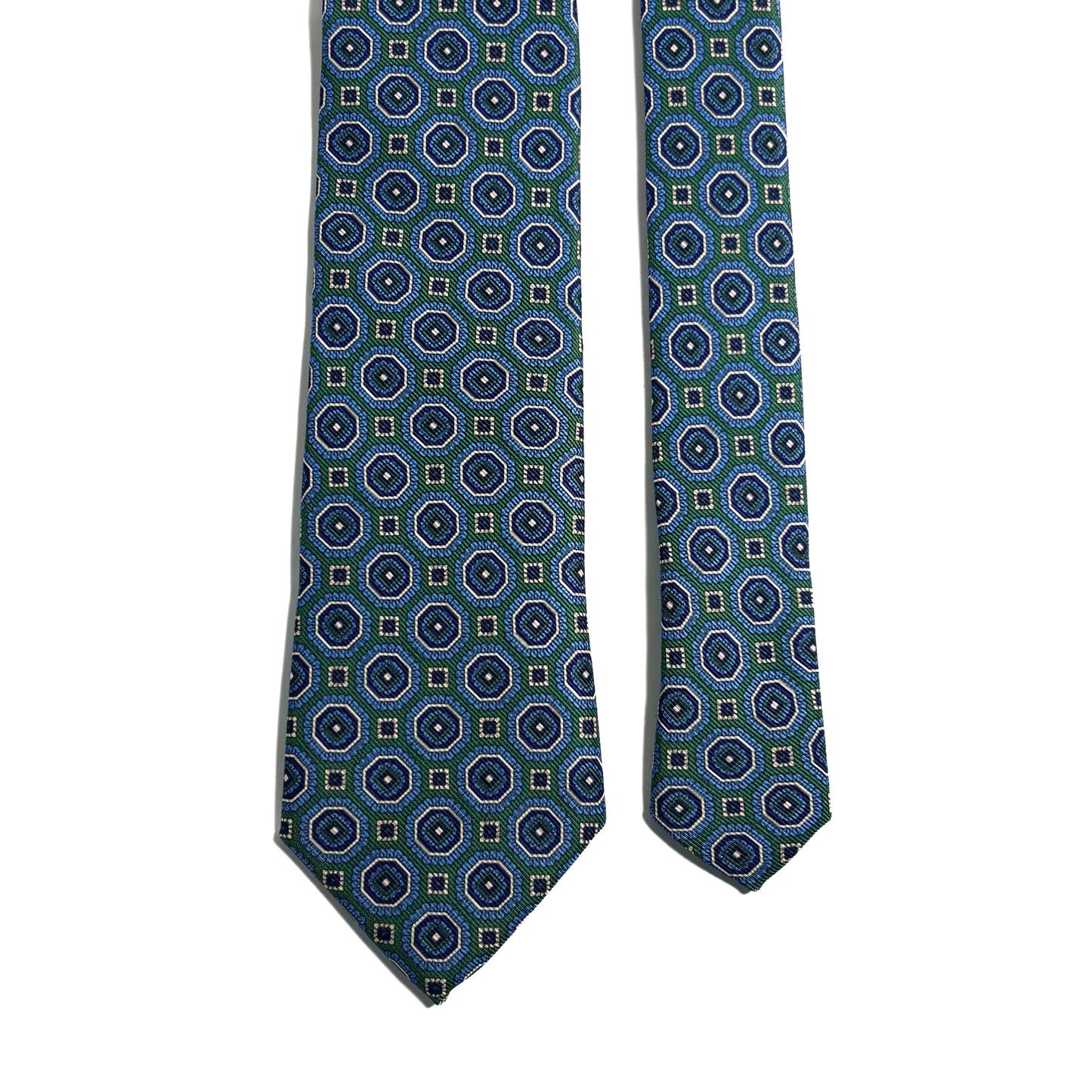 Green & Blue Floral Medallion Silk Tie (Handmade in Italy)