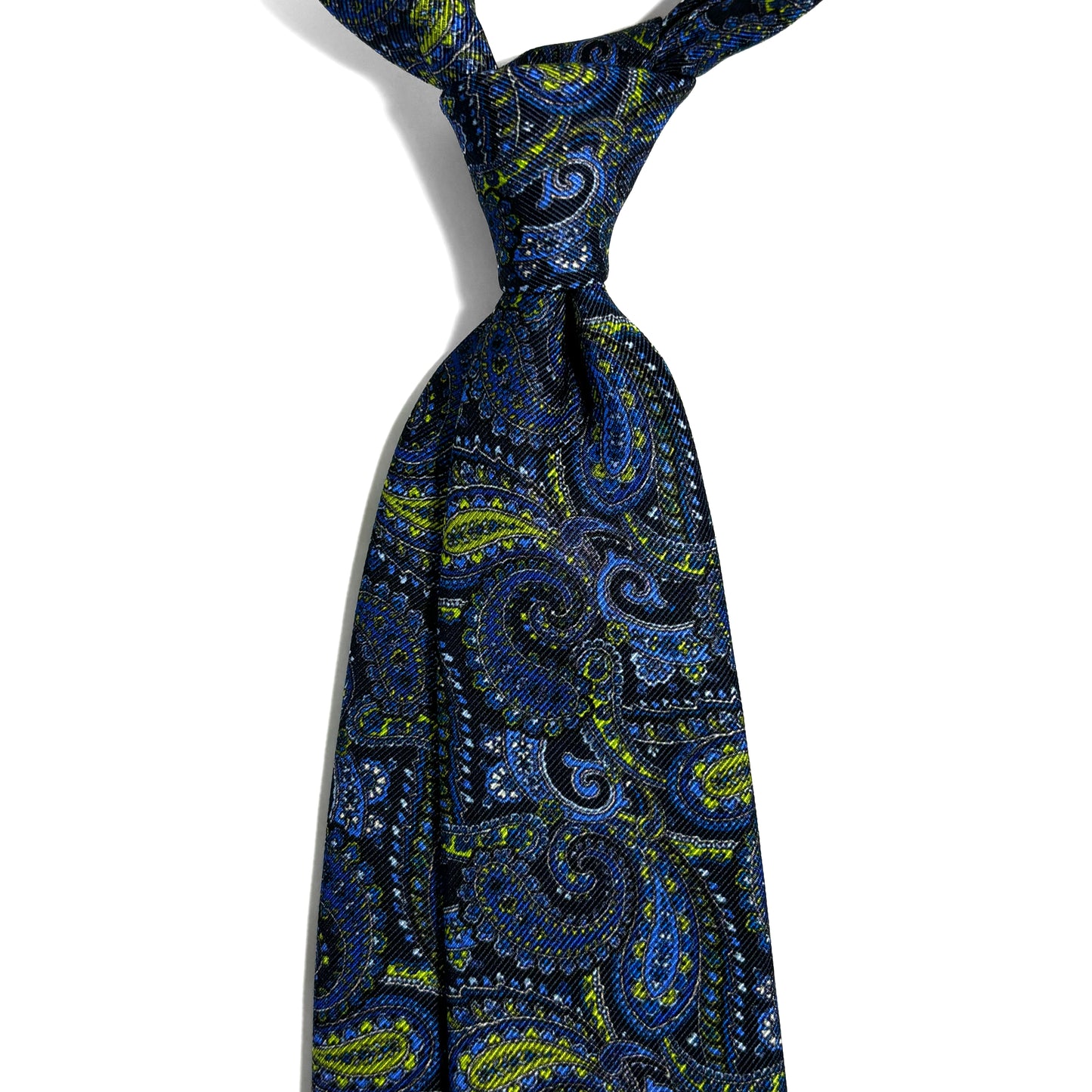 Navy Blue & Green Paisley Silk Tie (Handmade in Italy)