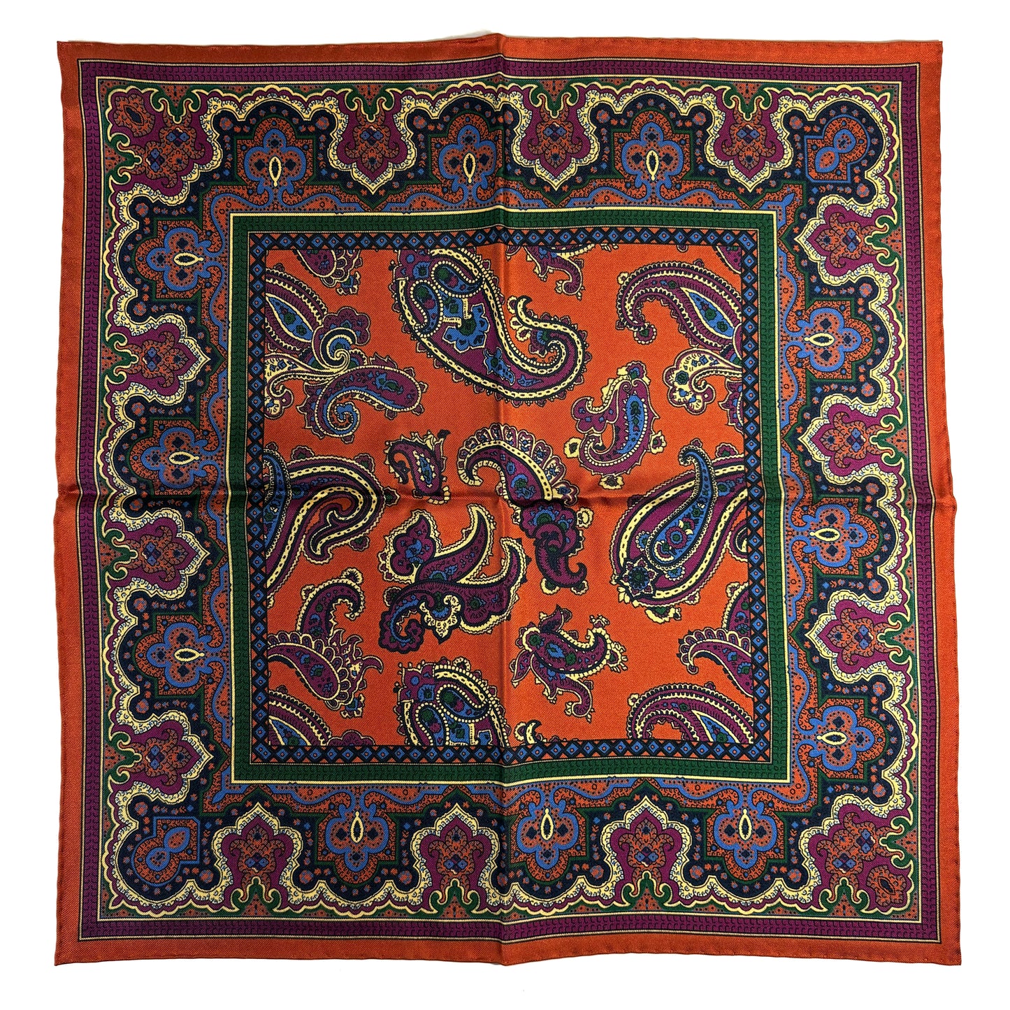 Orange Paisley Ancient Madder Silk Pocket Square