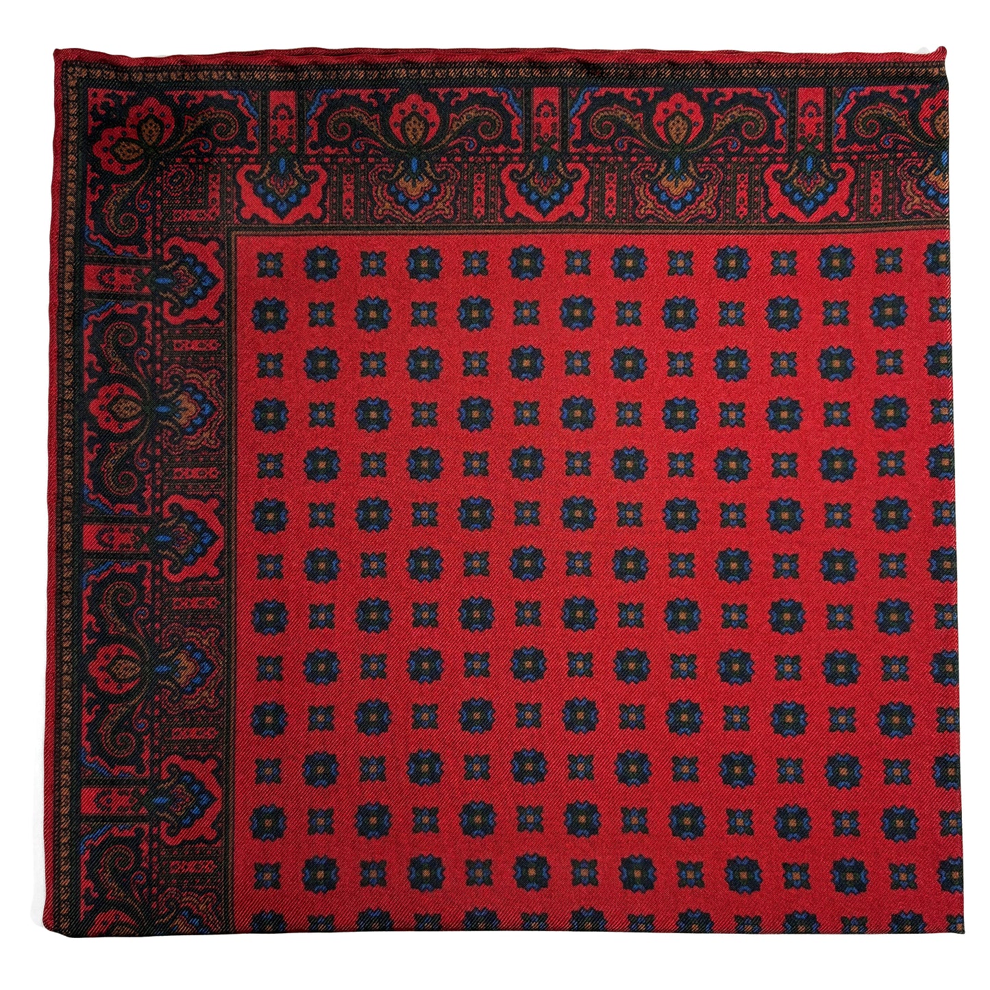 Red Floral Ancient Madder Silk Pocket Square
