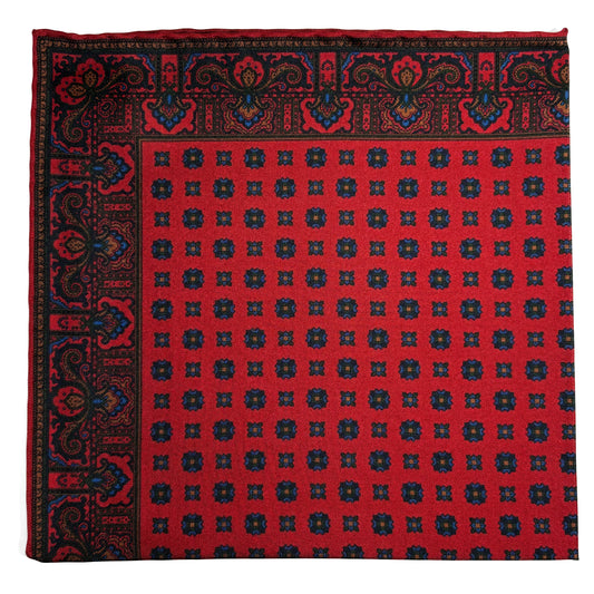 Red Floral Ancient Madder Silk Pocket Square