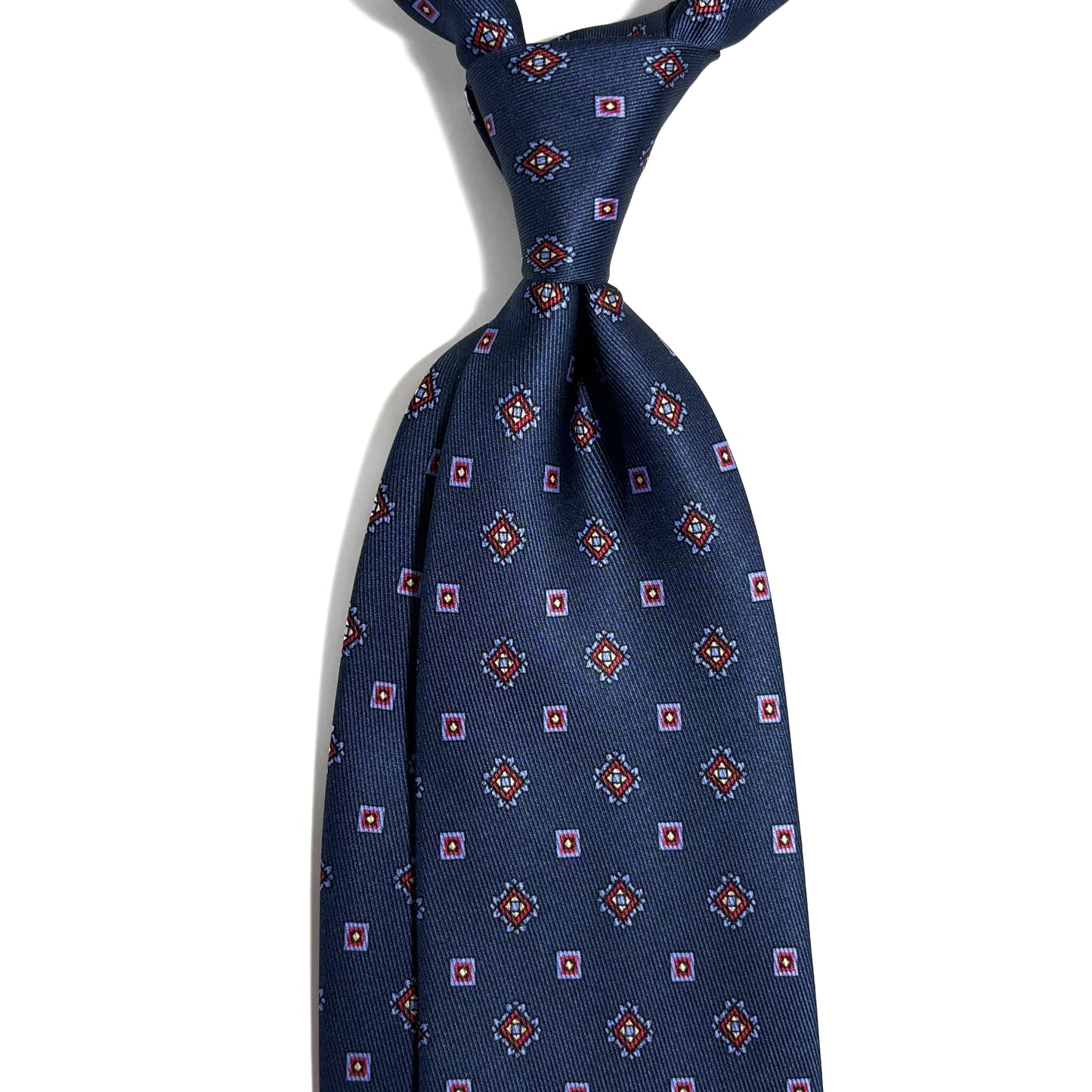 Navy Blue Geometric English Printed Silk Tie