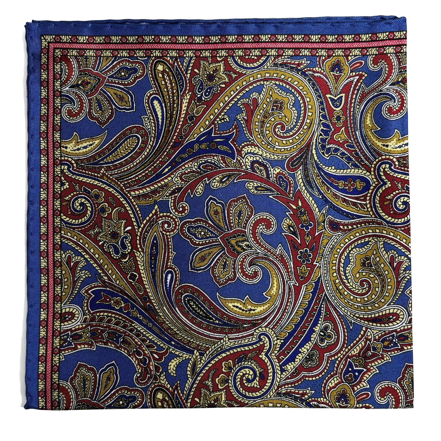 Blue Paisley Silk Pocket Square