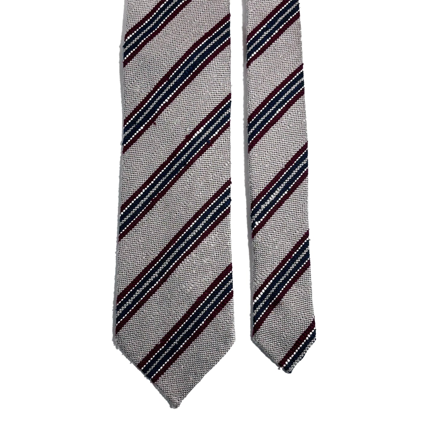 Light Gray Stripe Untipped Silk Shantung Tie
