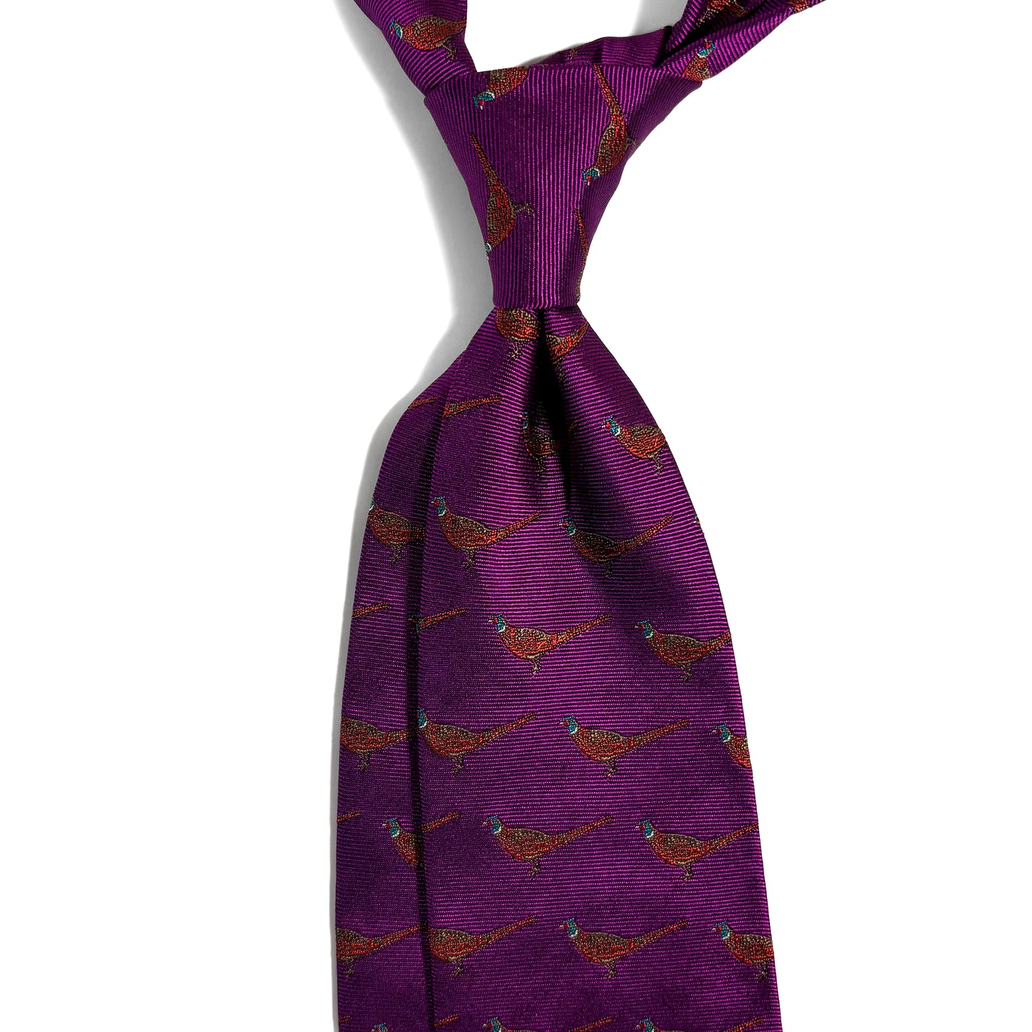 Purple Pheasant Motif Silk Jacquard Tie