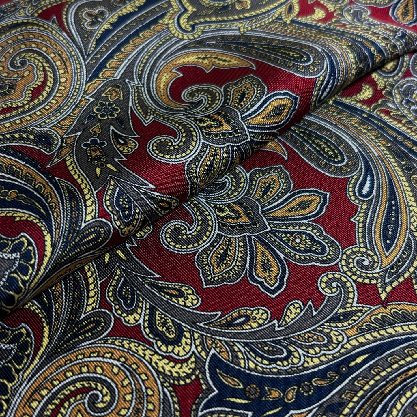 Burgundy Paisley Silk Pocket Square