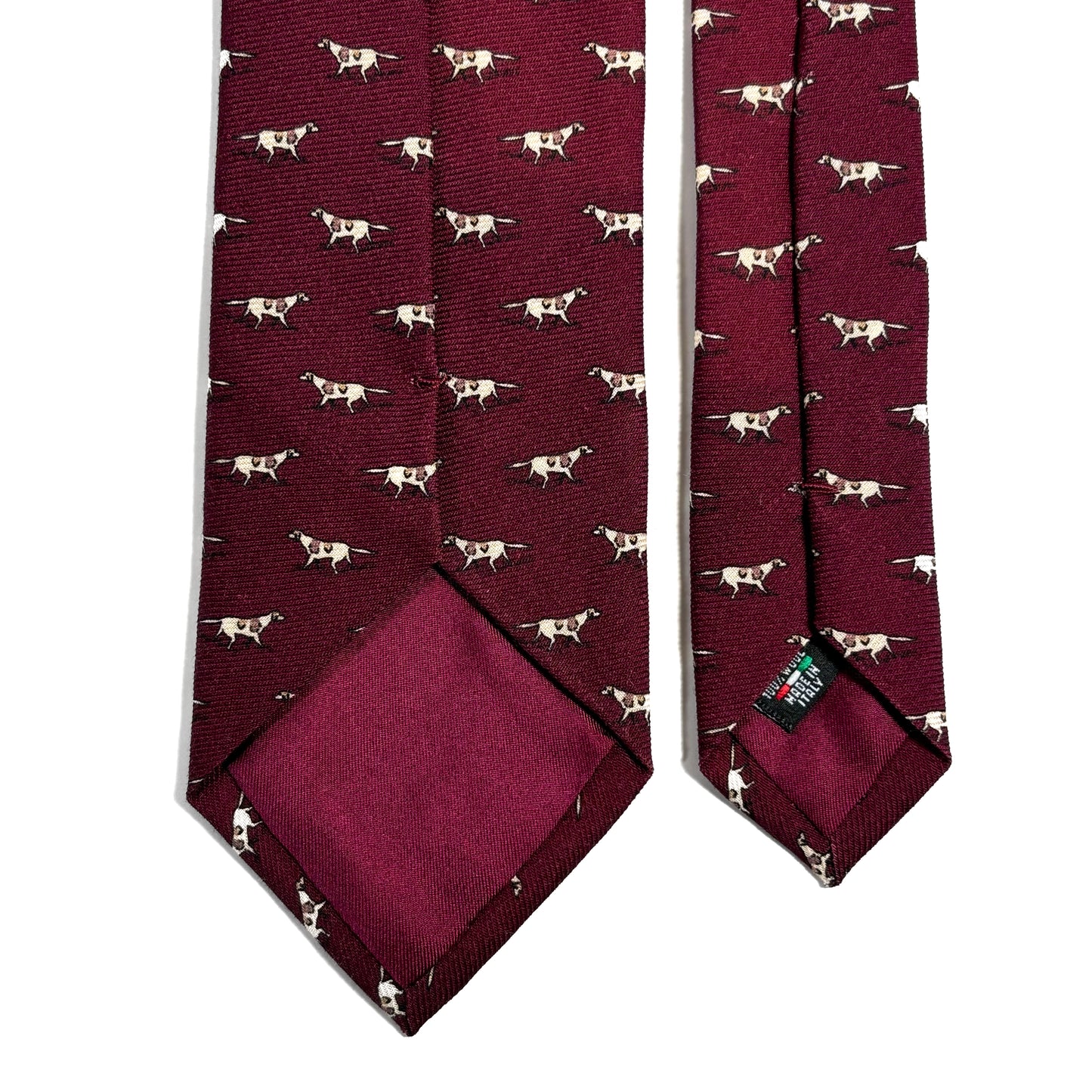 Burgundy Dog Print Wool Challis Tie