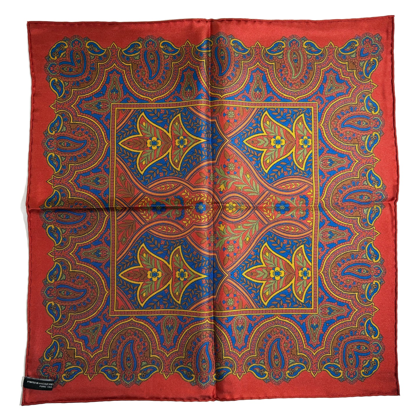 Orange Floral Paisley Silk Pocket Square