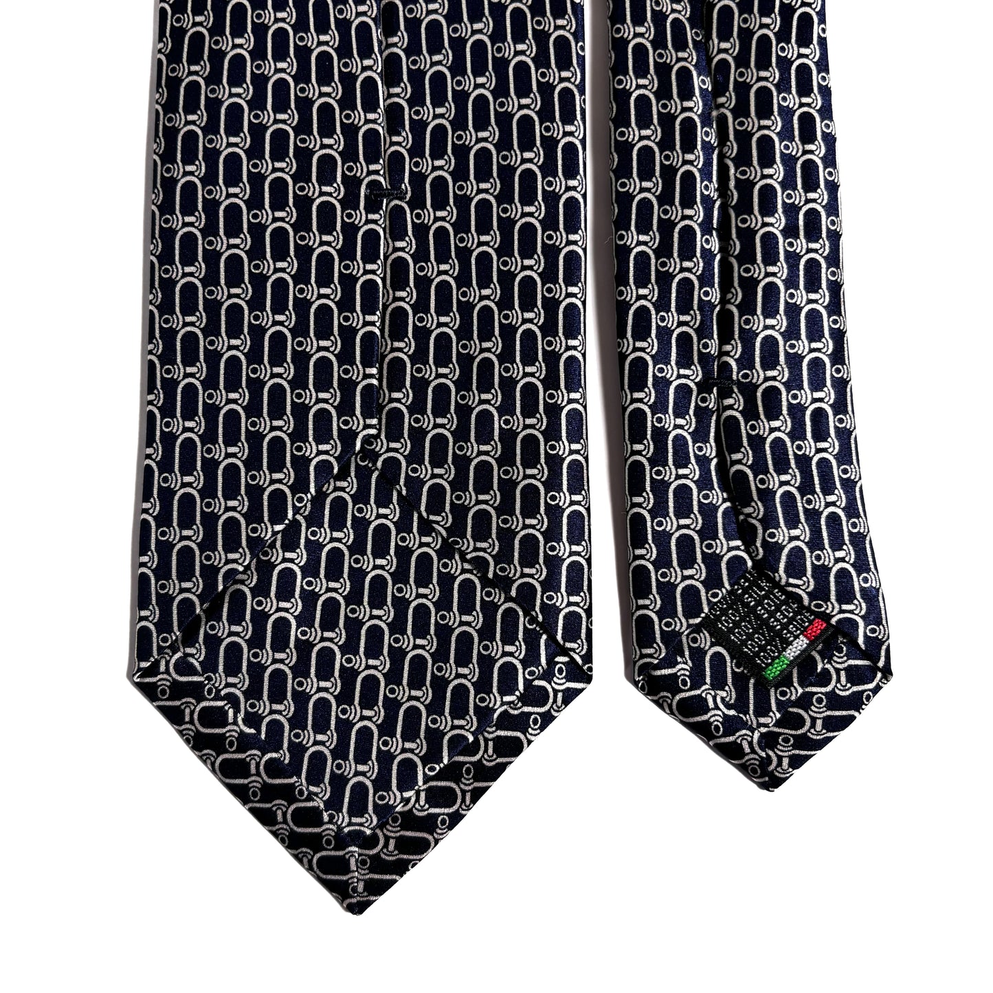 Navy Blue Bridle Motif Silk Satin Tie