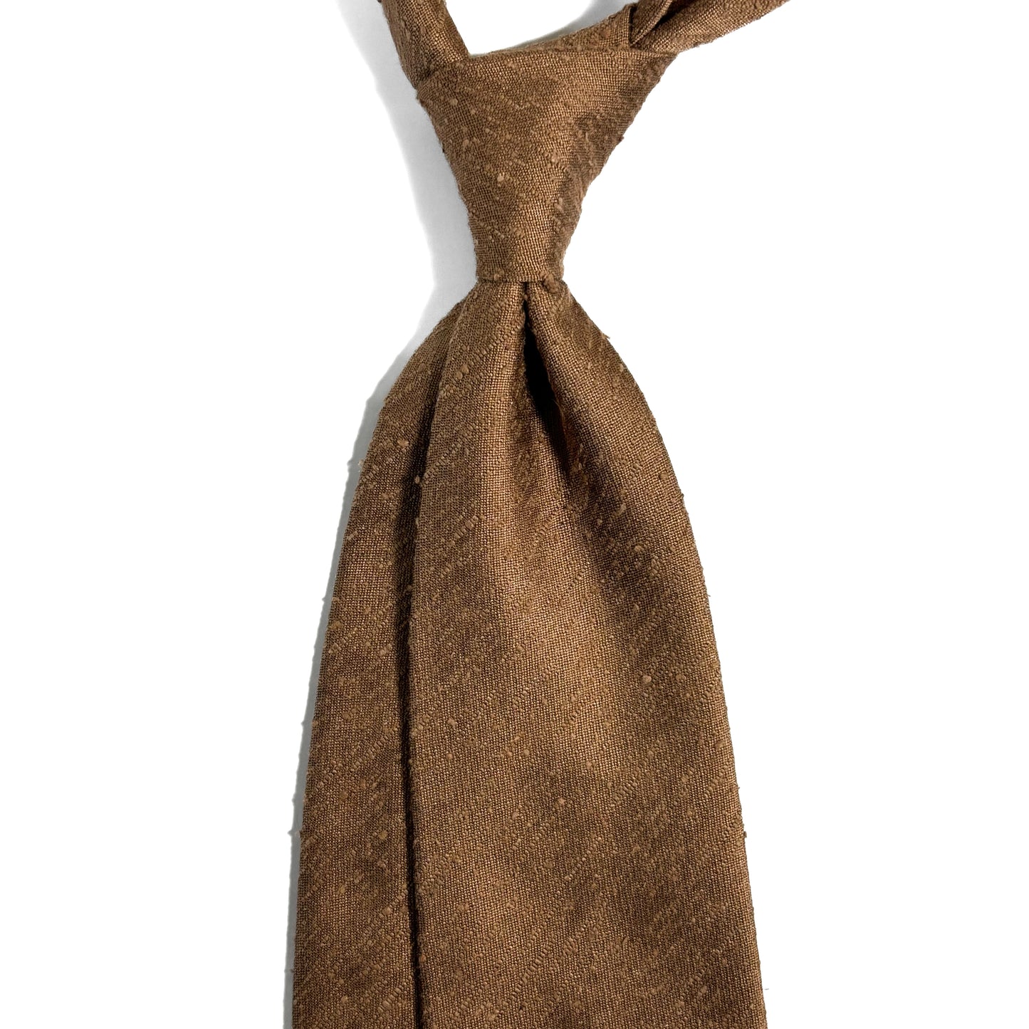 Untipped Honey Brown Green Silk Shantung Tie