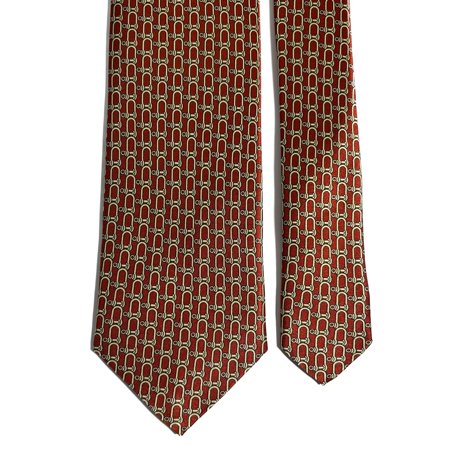 Rust Orange Bridle Motif Silk Satin Tie