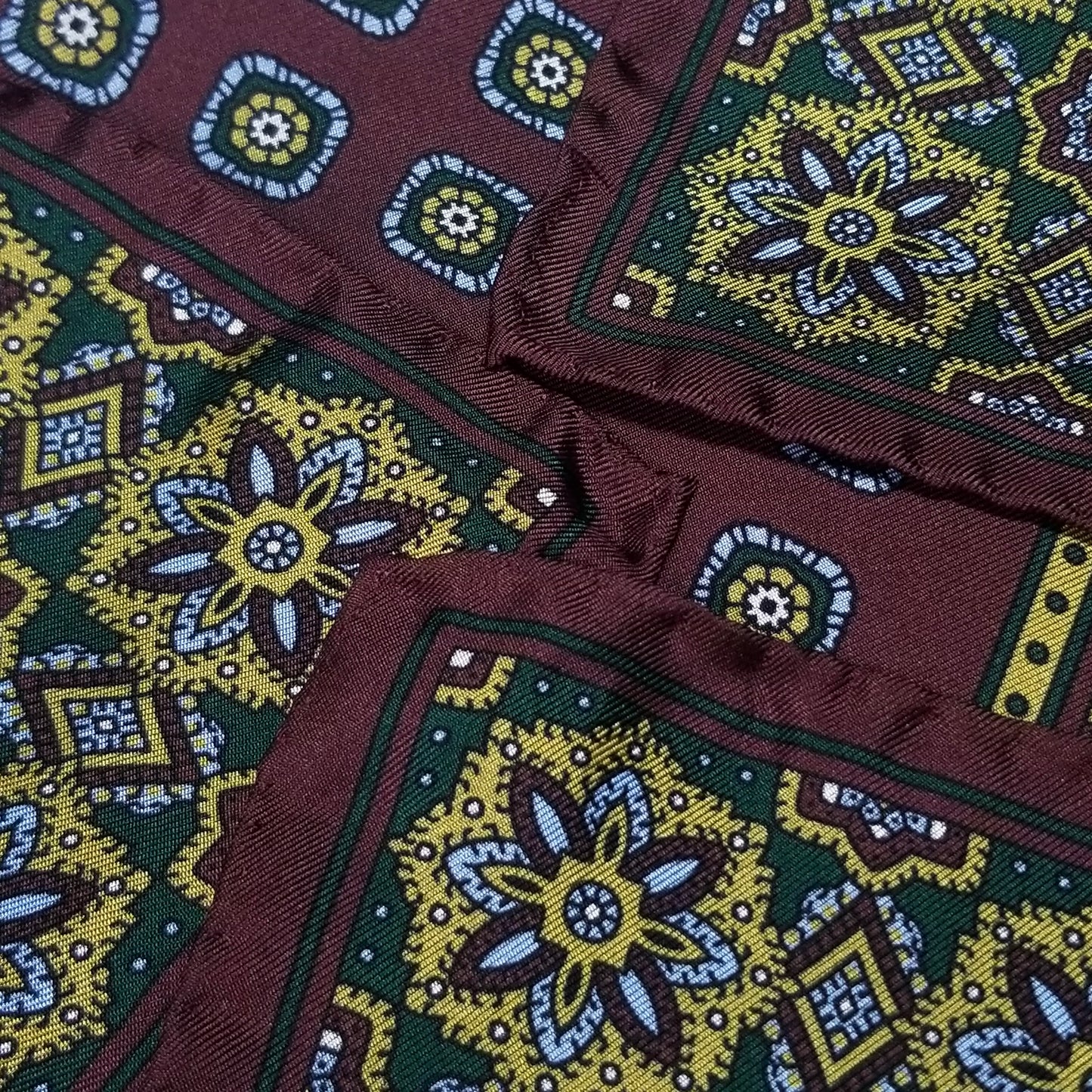 17" Burgundy Geometric Silk Twill Pocket Square