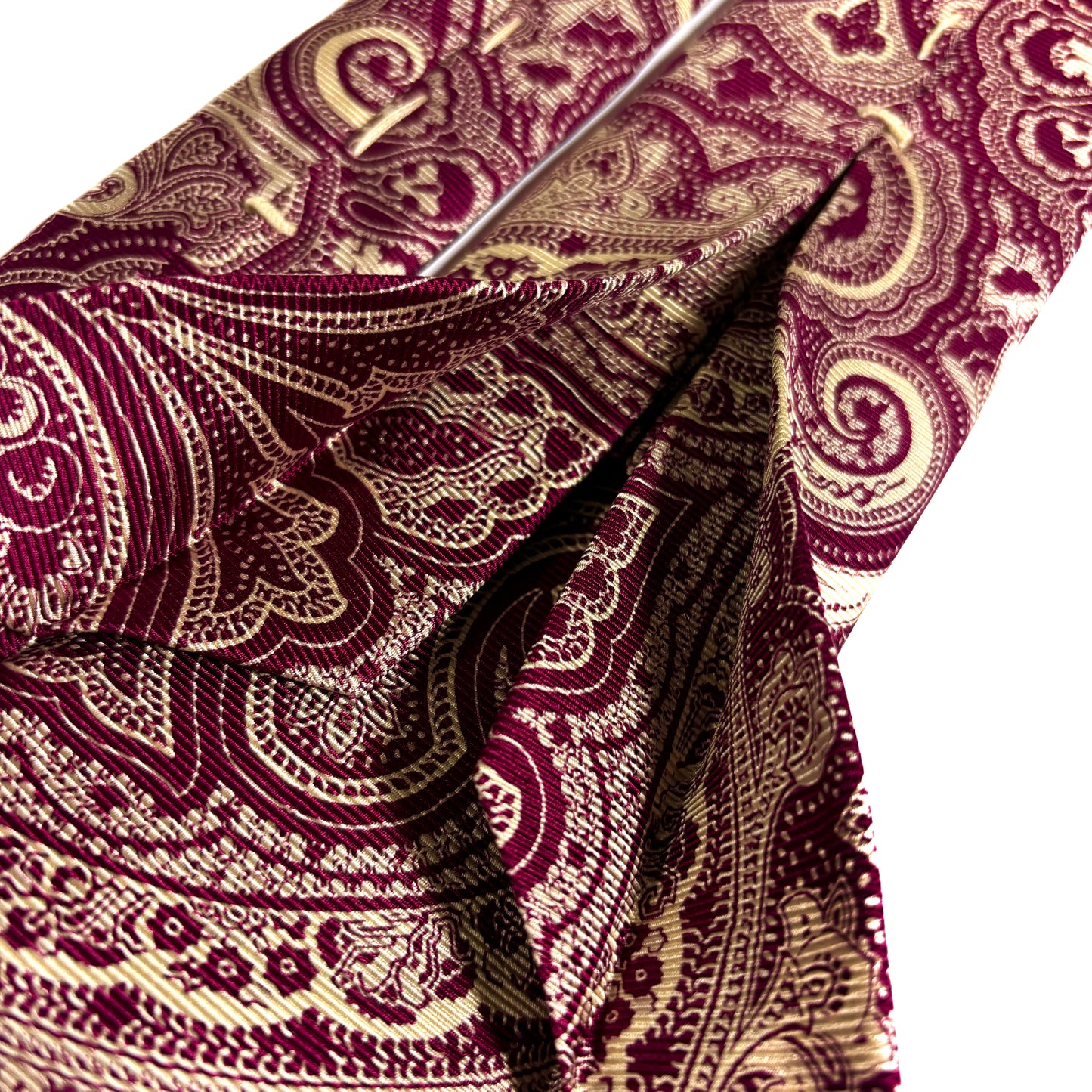 Seven Fold Burgundy & Cream Paisley Silk Tie