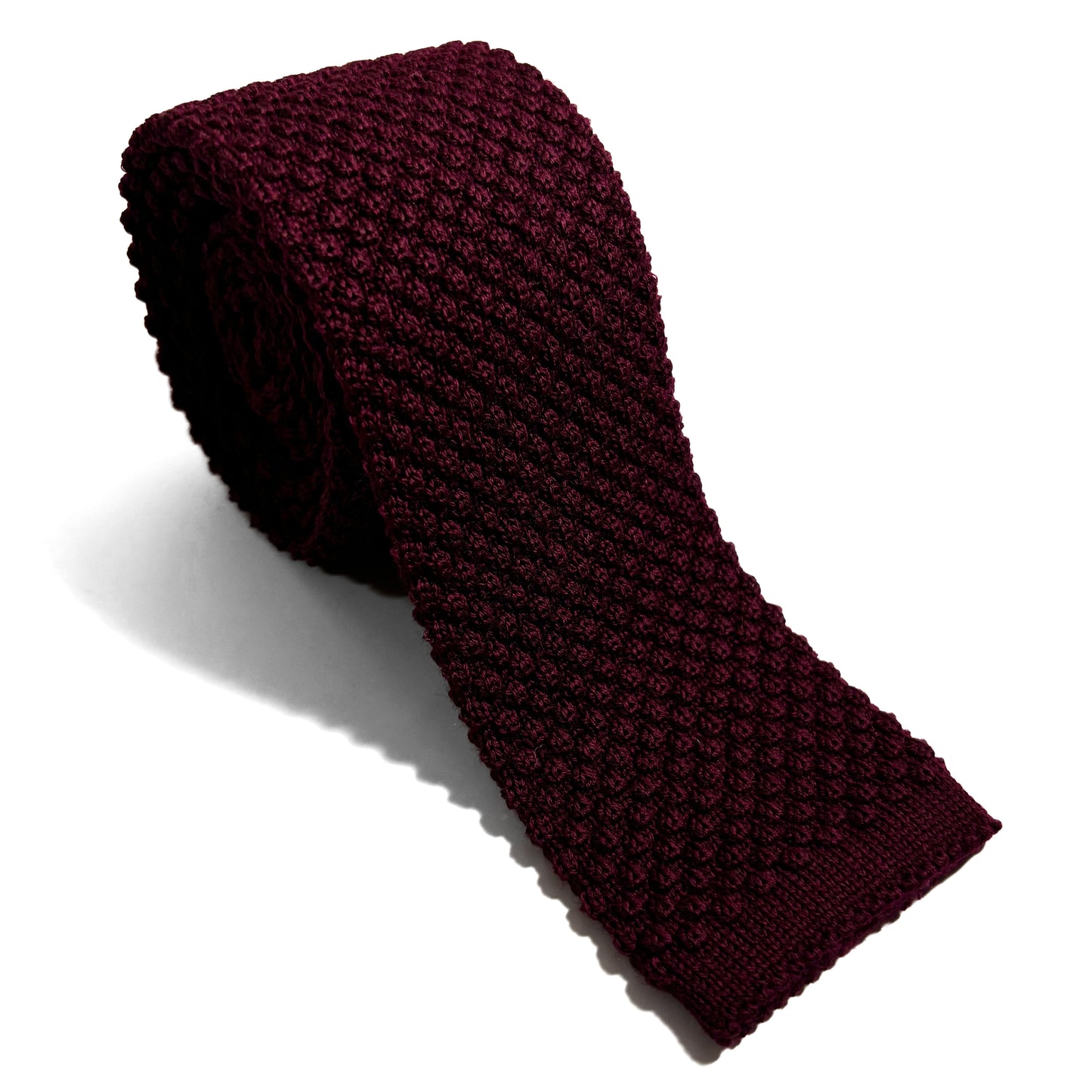 Large Knot Burgundy Wool Knitted Tie