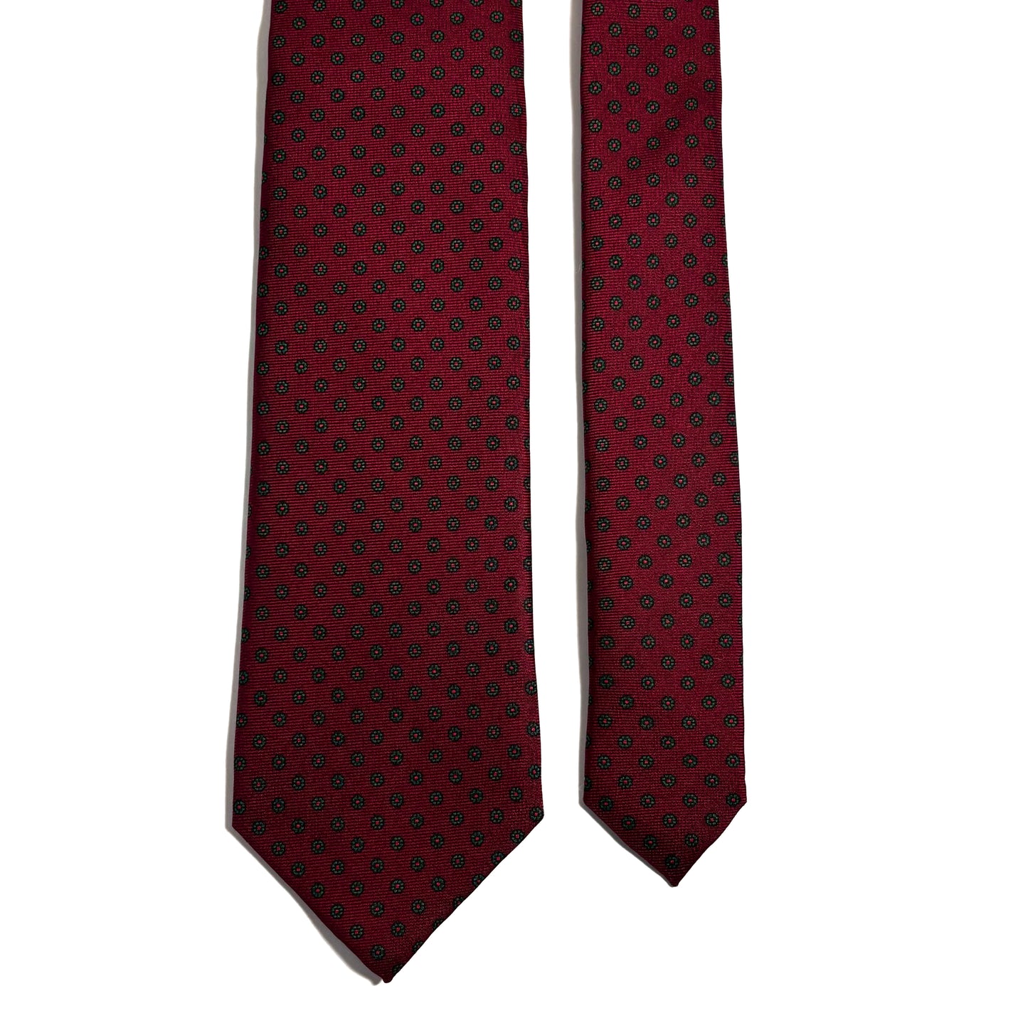Hand-Printed Burgundy Floral Silk Tie