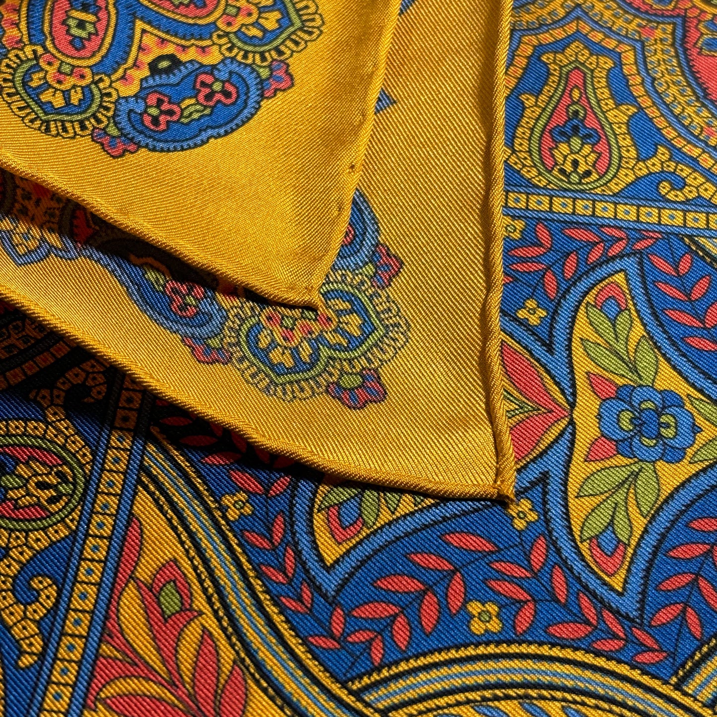 Gold Floral Paisley Silk Pocket Square