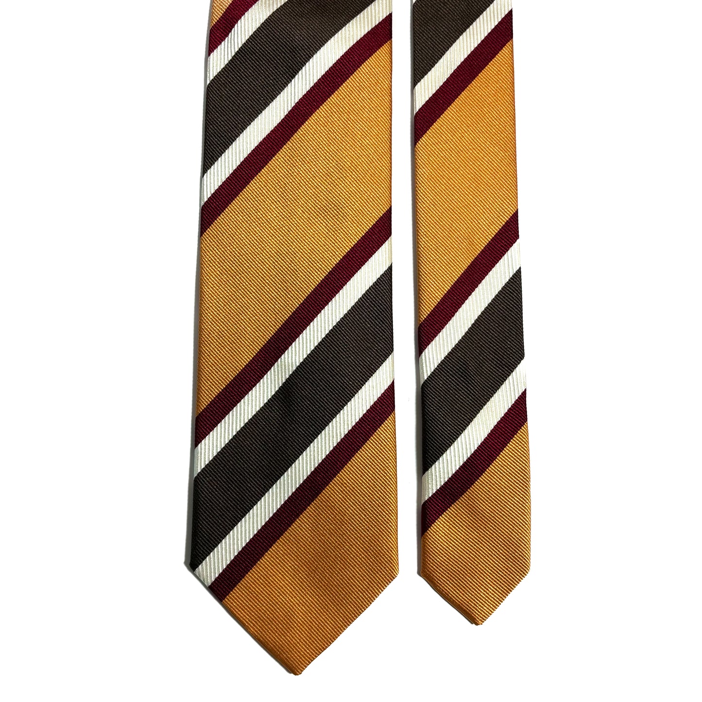 Gold & Burgundy Striped Silk Repp Tie