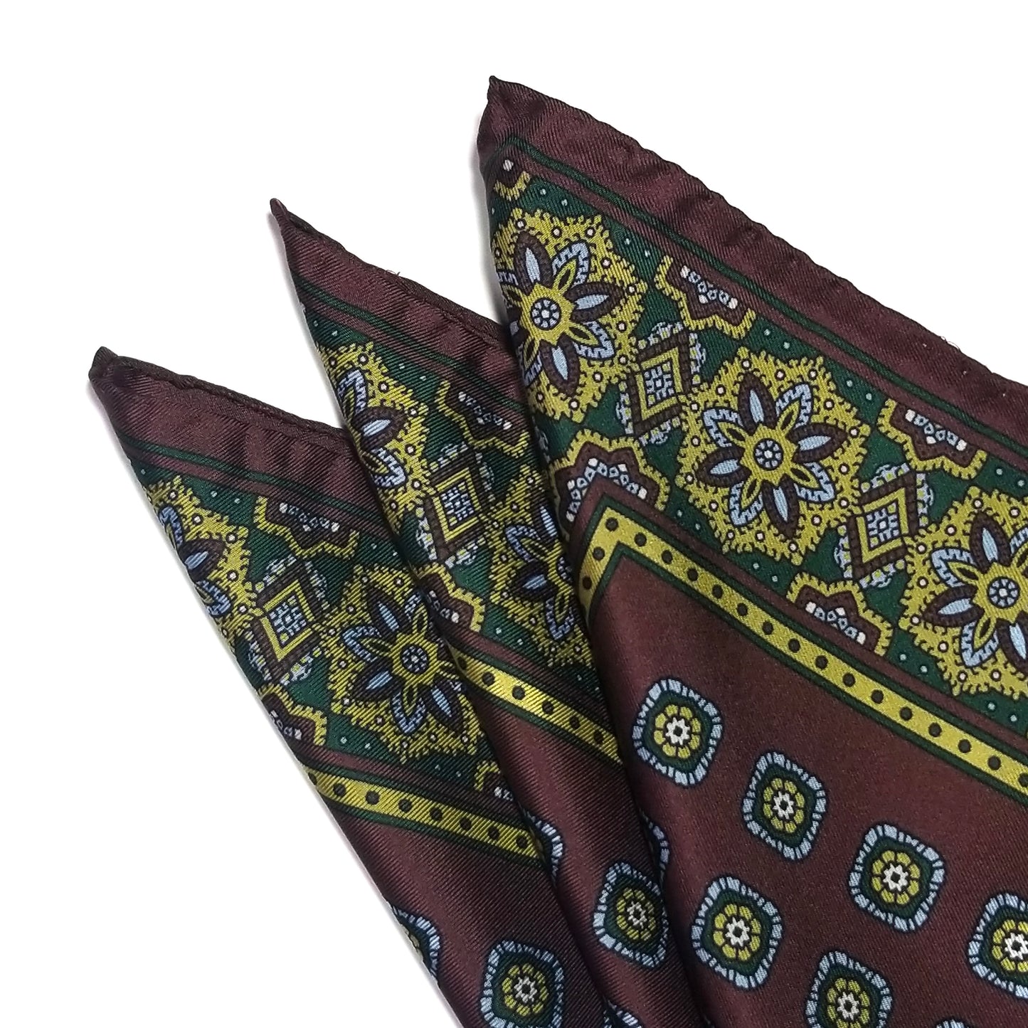 17" Burgundy Geometric Silk Twill Pocket Square