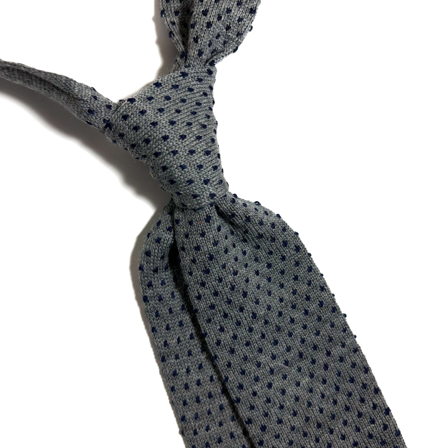 Gray Polka-Dot Wool Knitted Tie