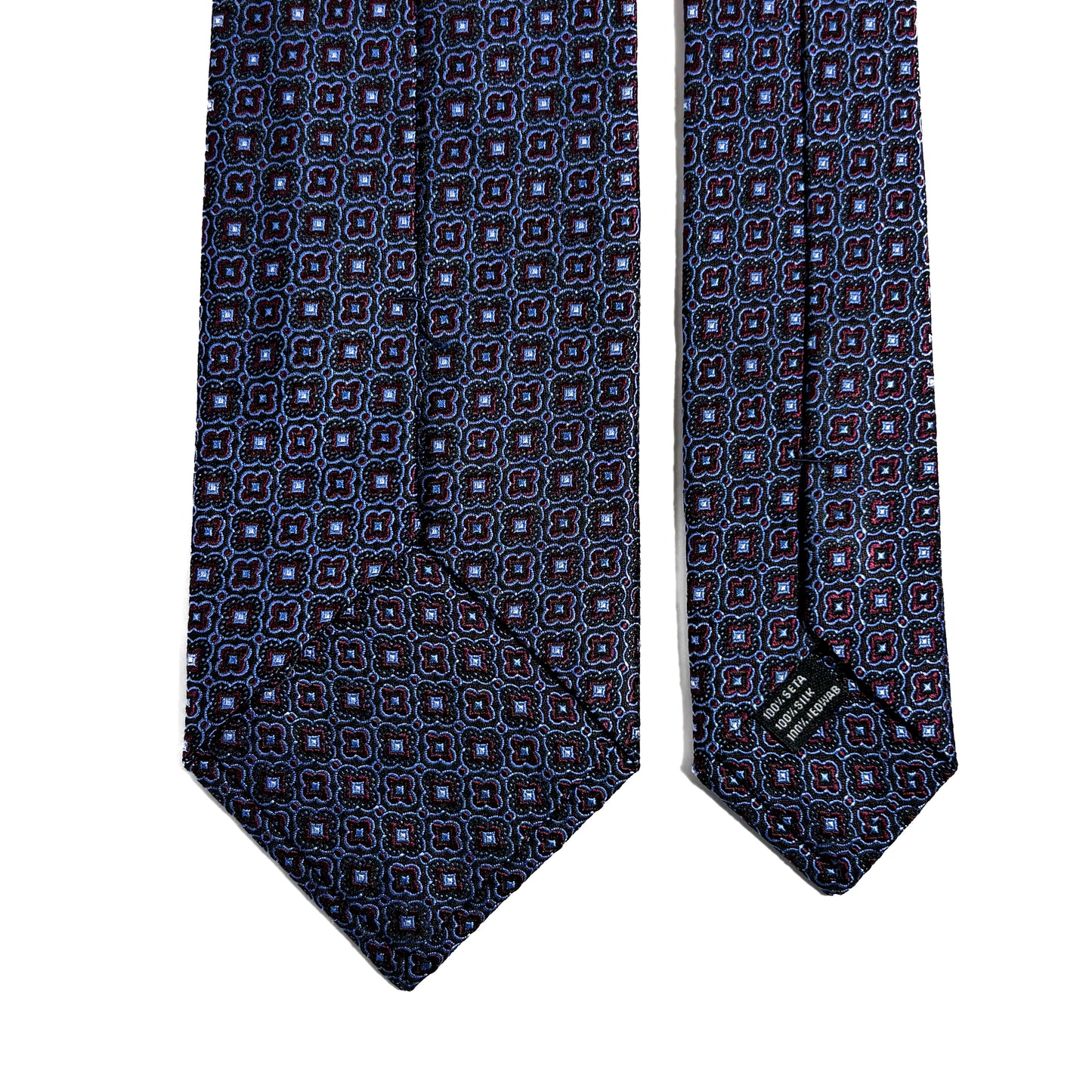 Navy Blue & Burgundy Floral Silk Jacquard Tie